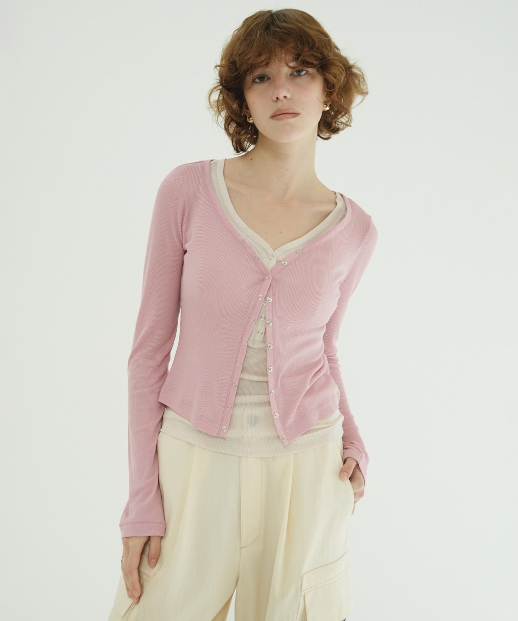 CURVED NECK LAYERED SET TOPS CLANE