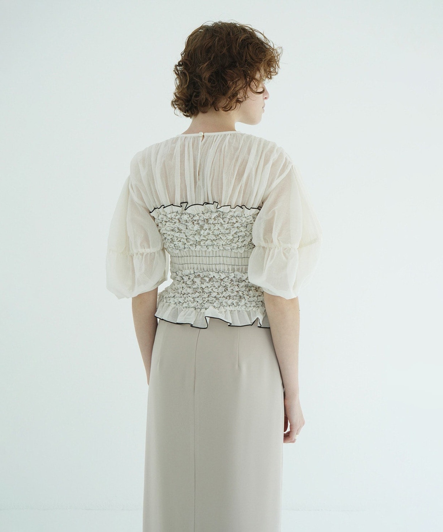 COLOR STITCHED SHIRRING TOPS CLANE