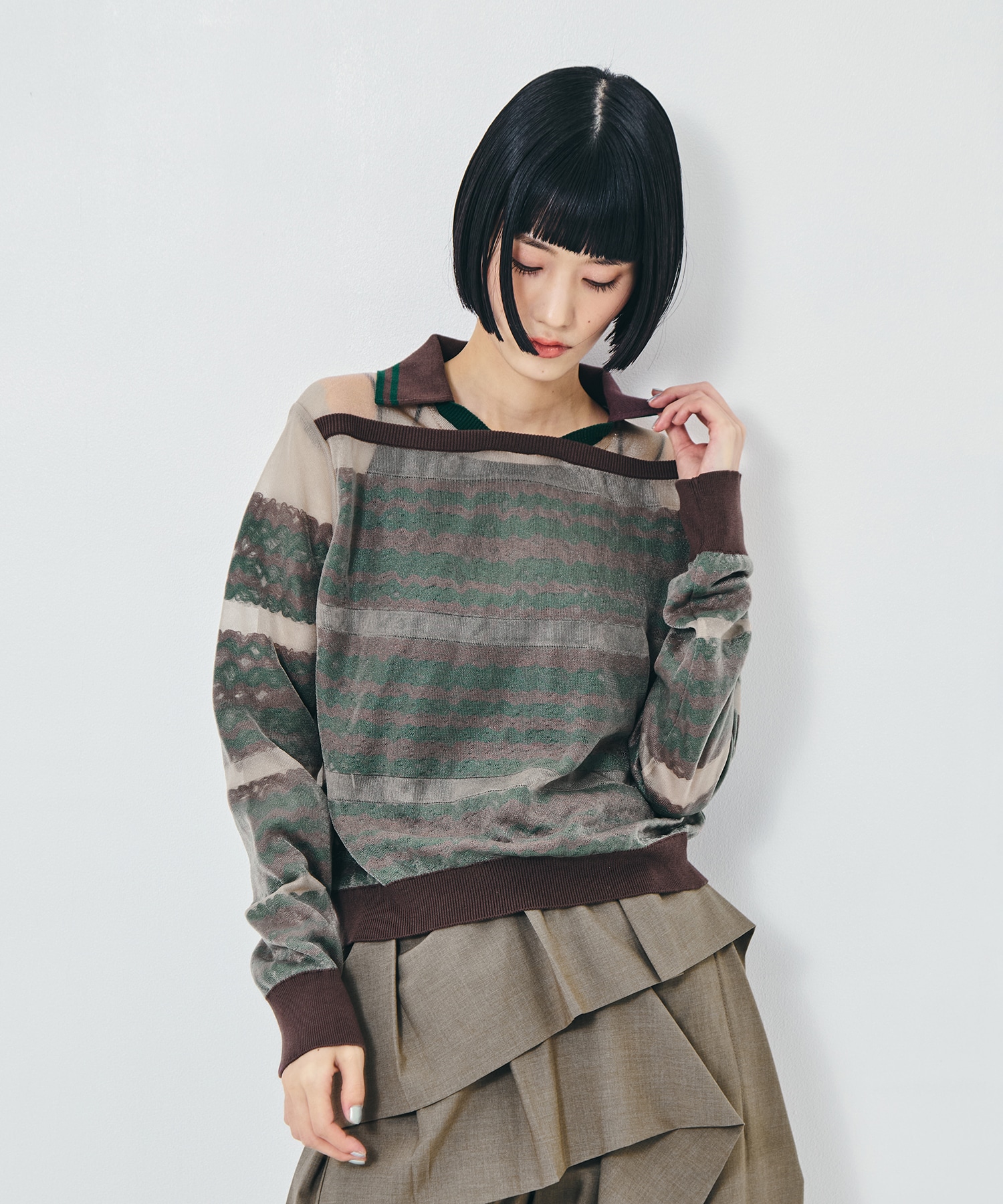 26WCL-N01307(波柄透けニット) kolor