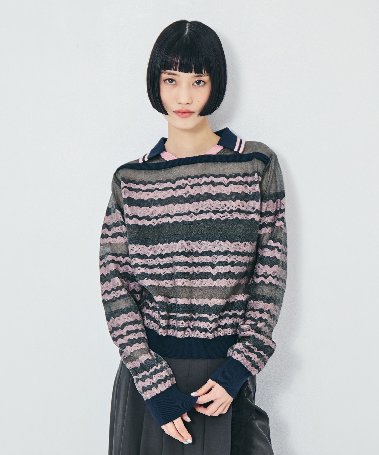 26WCL-N01307(波柄透けニット) kolor