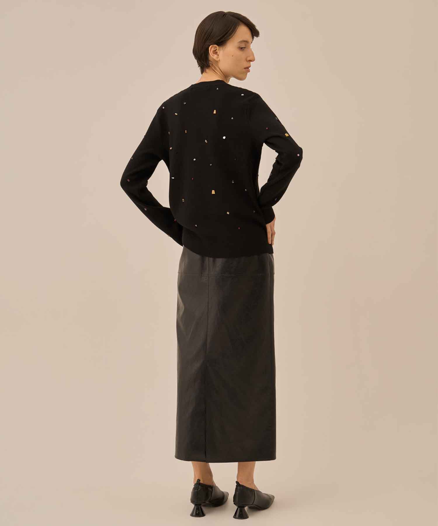 Aila glass beads& ores knit pullover AKIRANAKA