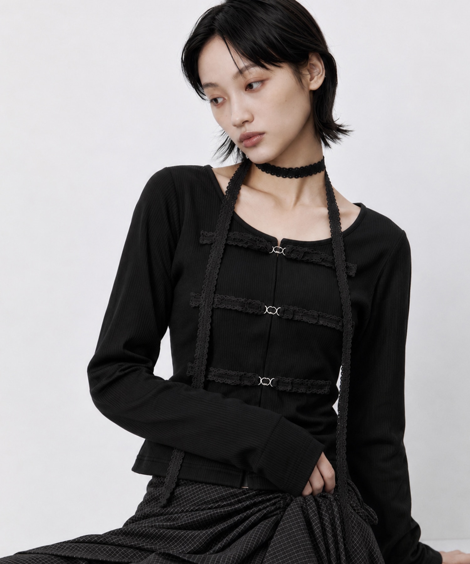 別注 choker ribbon cardigan tanakadaisuke