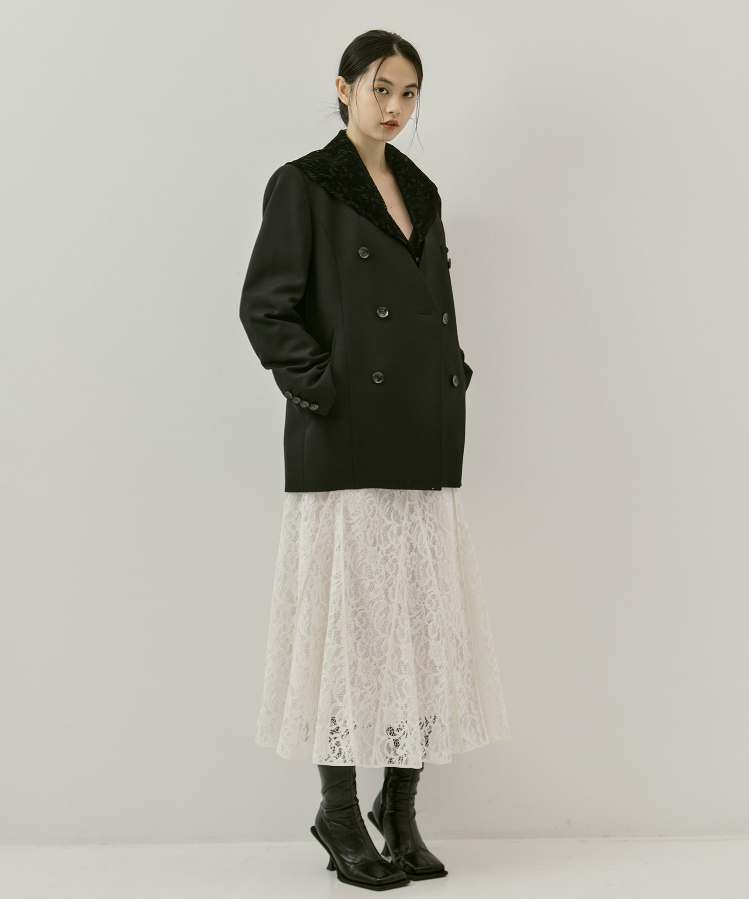 FLOCKED LACE FLARED SKIRT FETICO