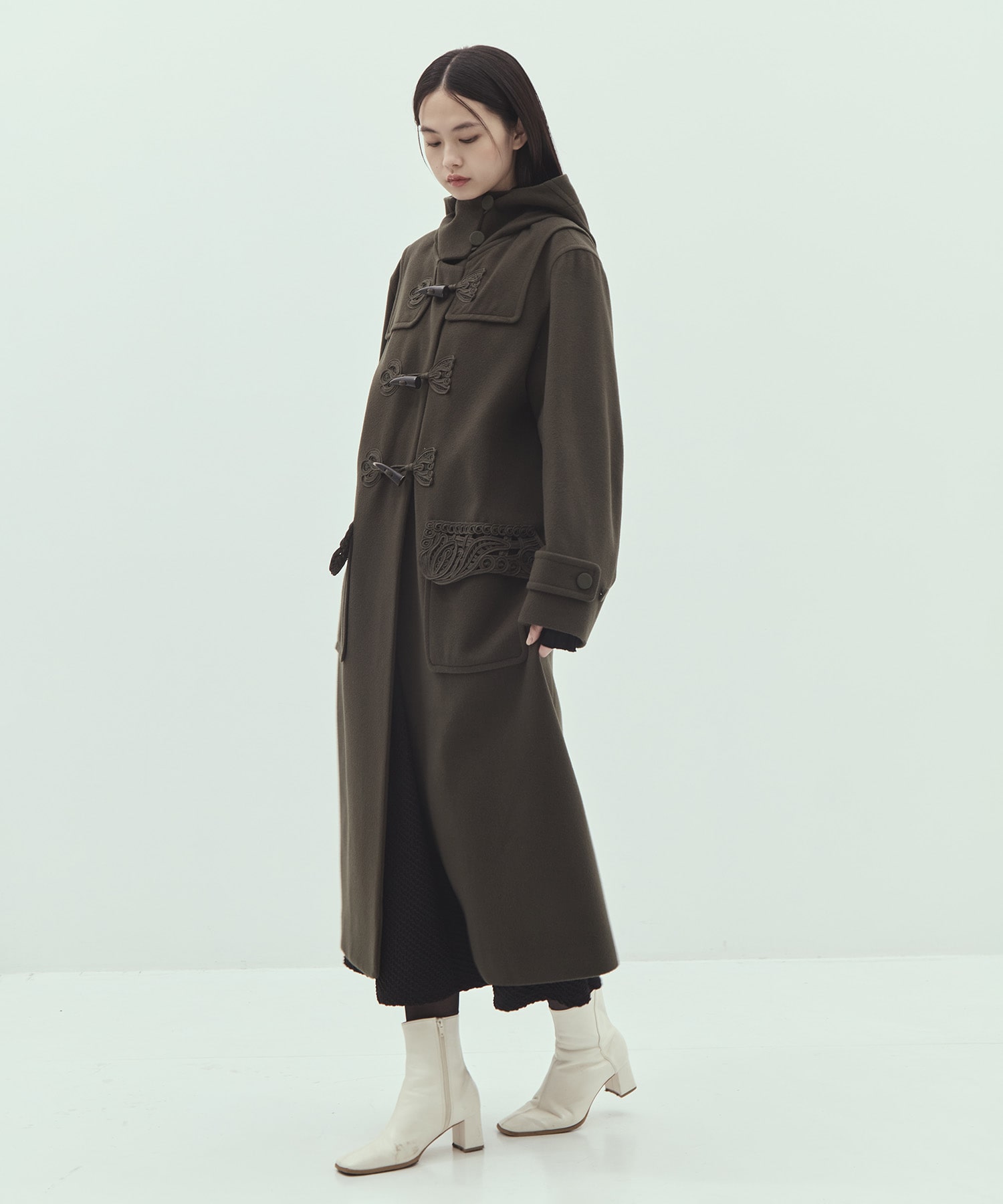 Cording Embroidery Duffle Coat Mame Kurogouchi