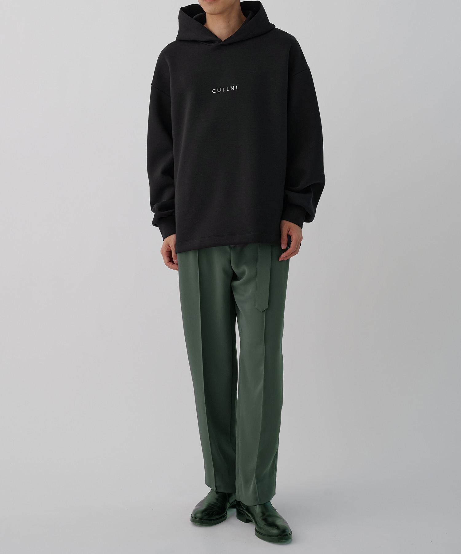 Double Cloth 2 Tuck Wide Pants with Long Belt CULLNI