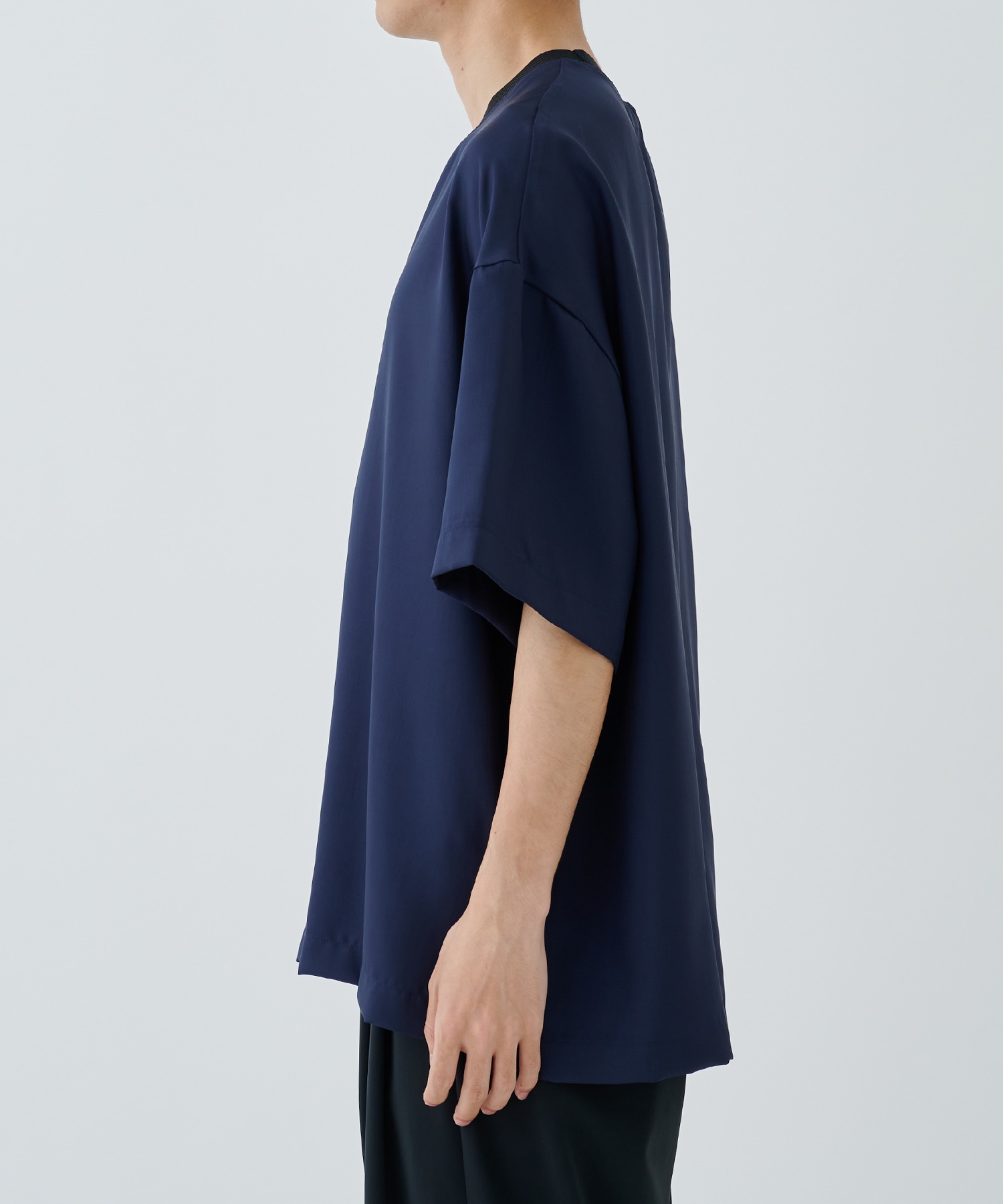 Silky Twill Simple Modern Rib Neck Pullover CULLNI