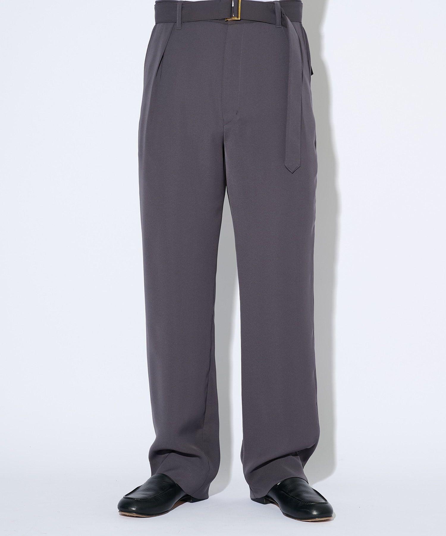 Dry Double Satin 1Tuck Pant with Long Belt CULLNI