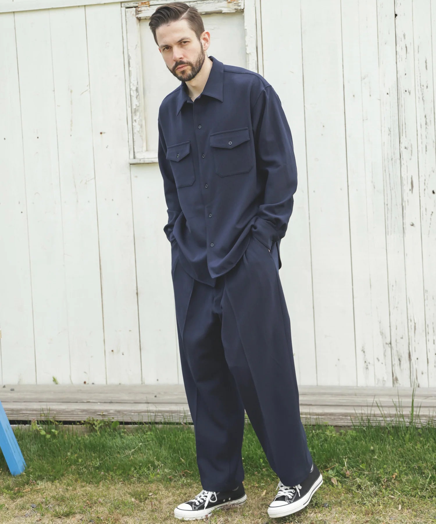 PEACHSKIN STRETCH GABARDINE /CPO SHIRT MR.OLIVE