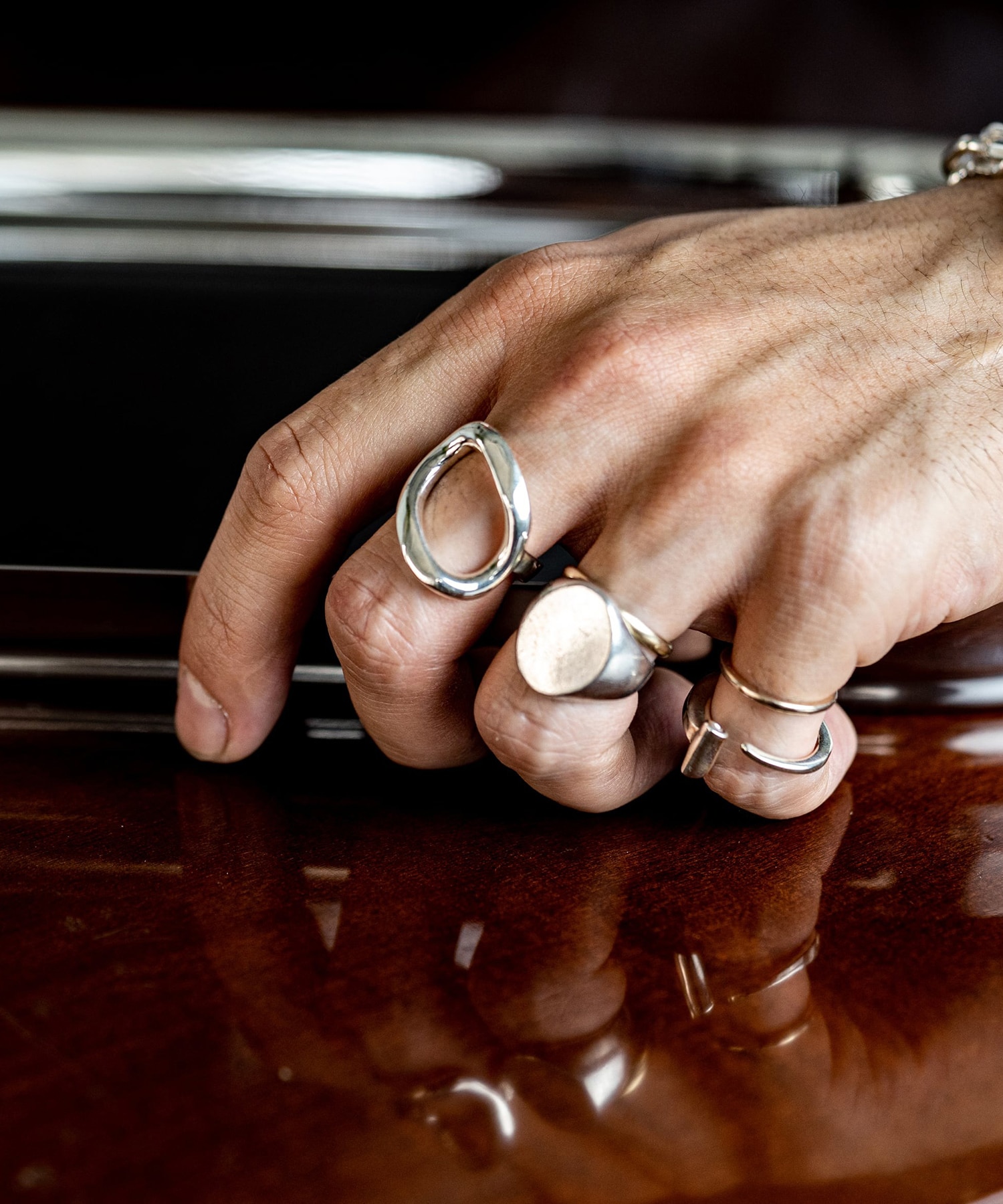 R-061 See through curve ring M WAKAN SILVER SMITH
