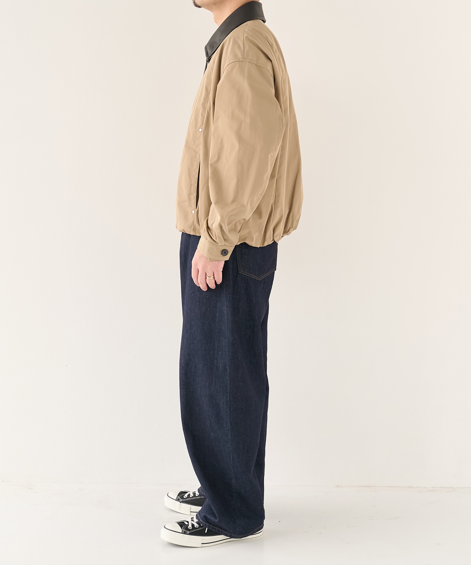 Leather collar Balloon Blouson STUDIOUS