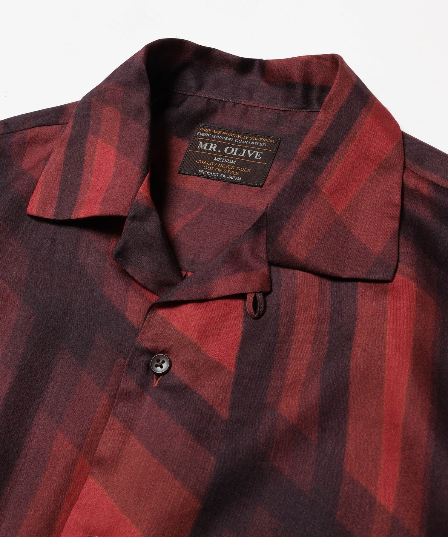 ABSTRACT CHECK /SHORT/S OPEN COLLAR SHIRT MR.OLIVE