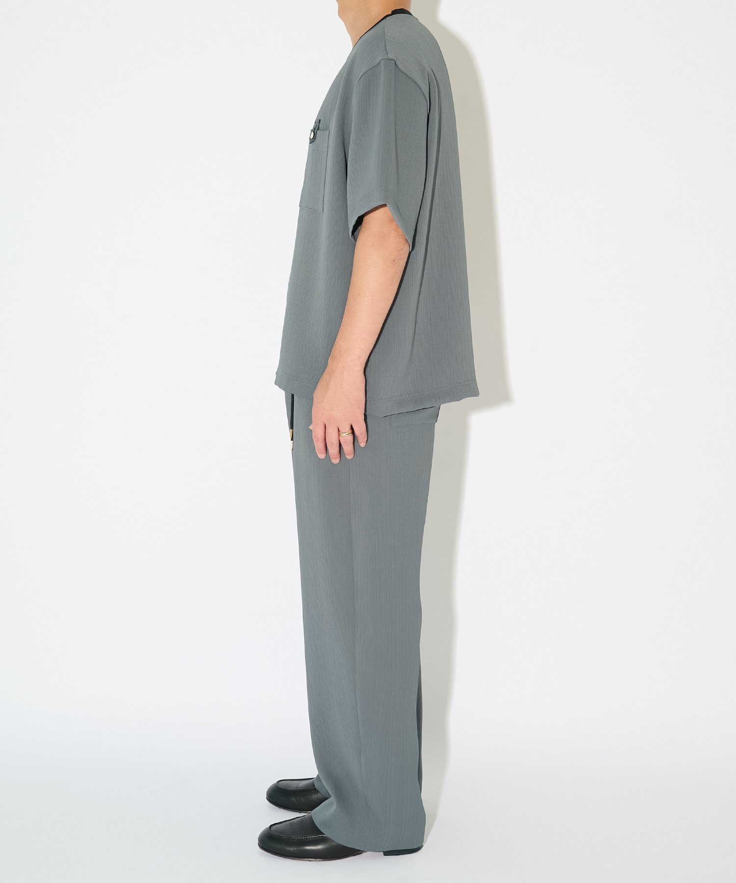 別注 Cord pique Leather Patch Short Sleeve Pullover CULLNI