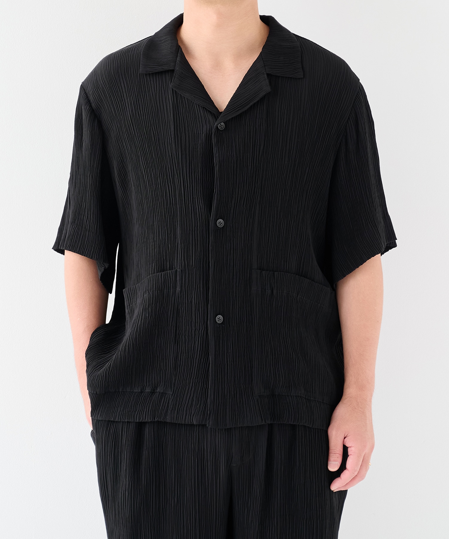 Silky Pleats Open Shirts STUDIOUS