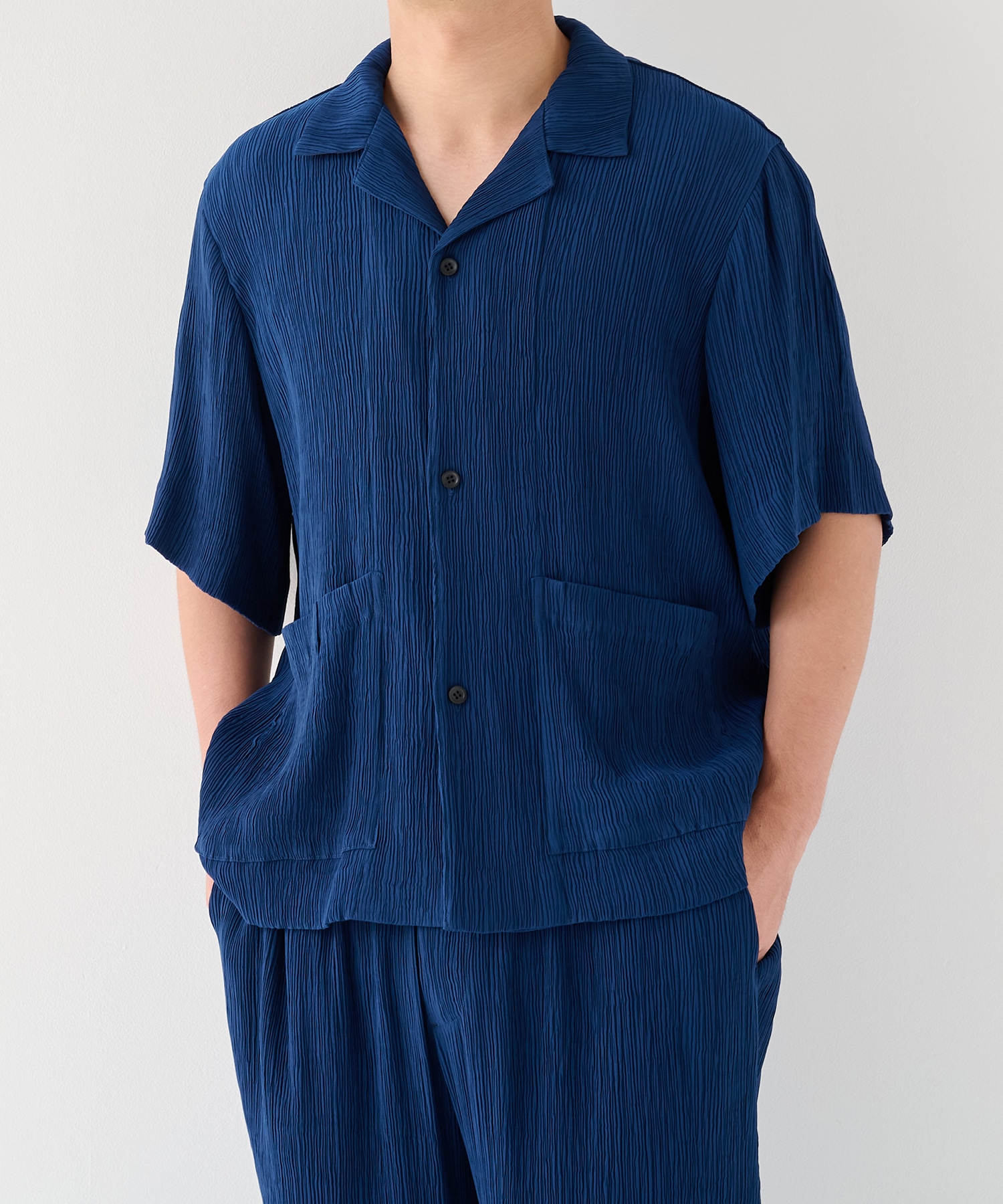 Silky Pleats Open Shirts STUDIOUS