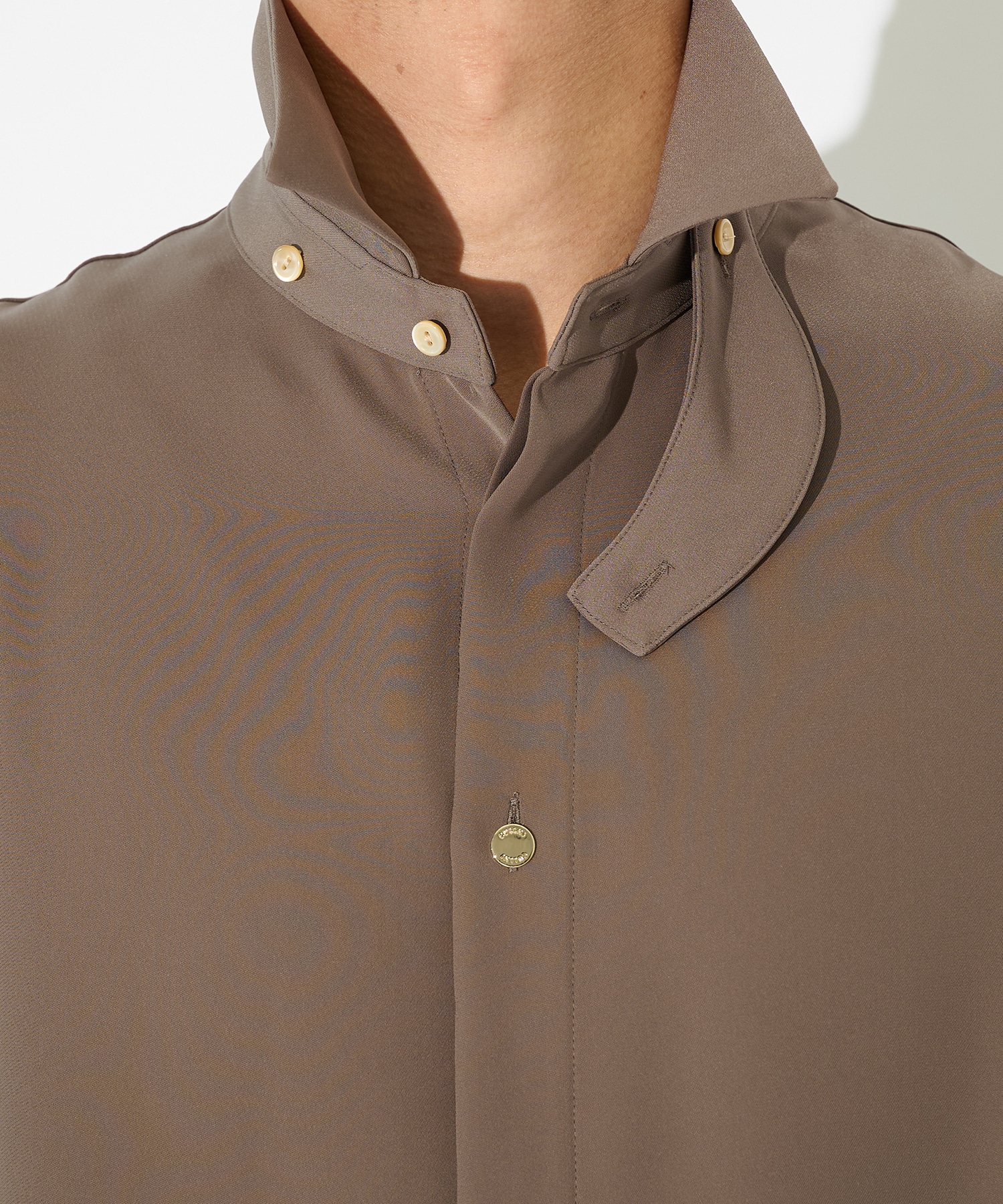 Double Satin Minimal Chin Tab Long Sleeve Shirt CULLNI