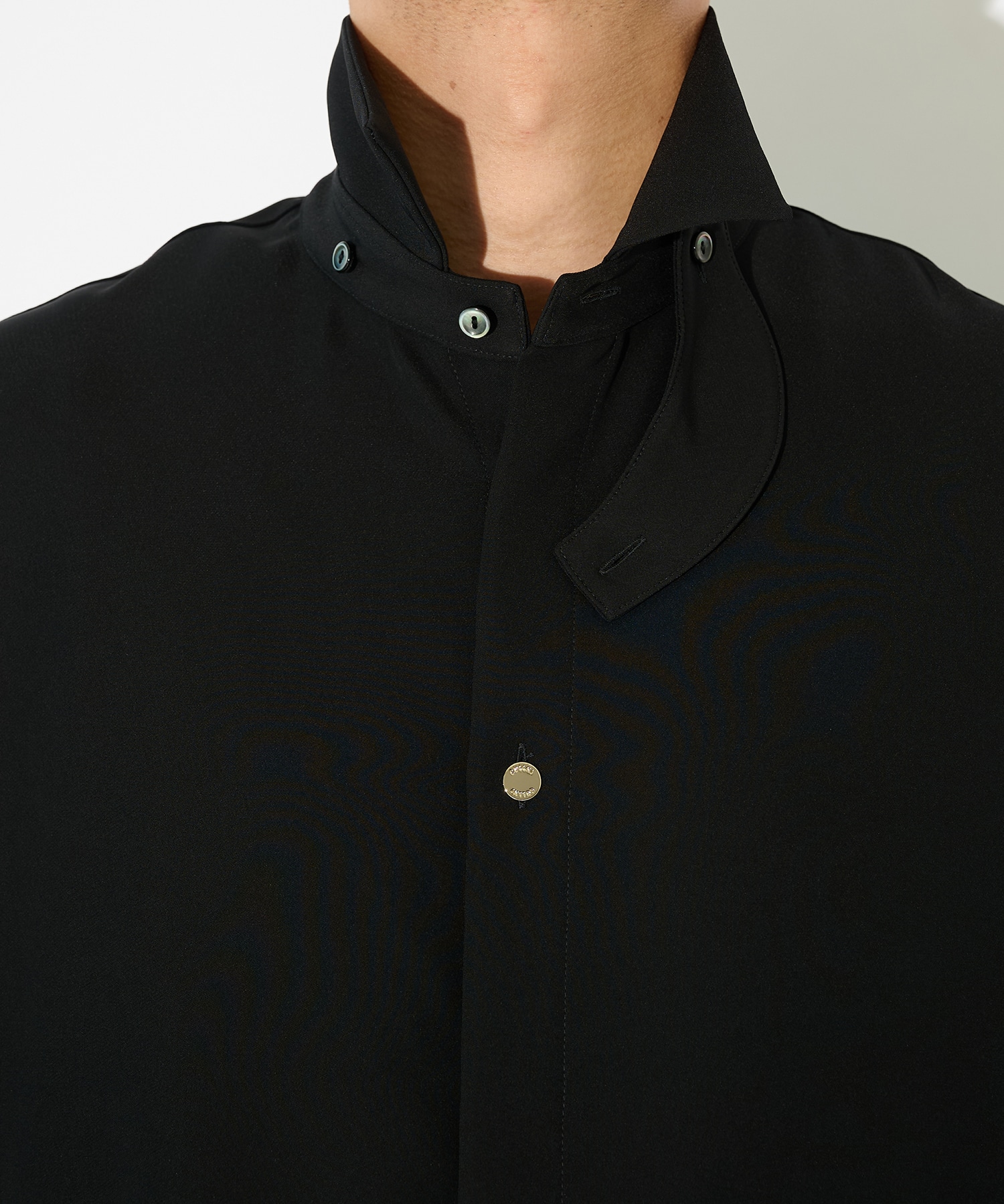 Double Satin Minimal Chin Tab Long Sleeve Shirt CULLNI