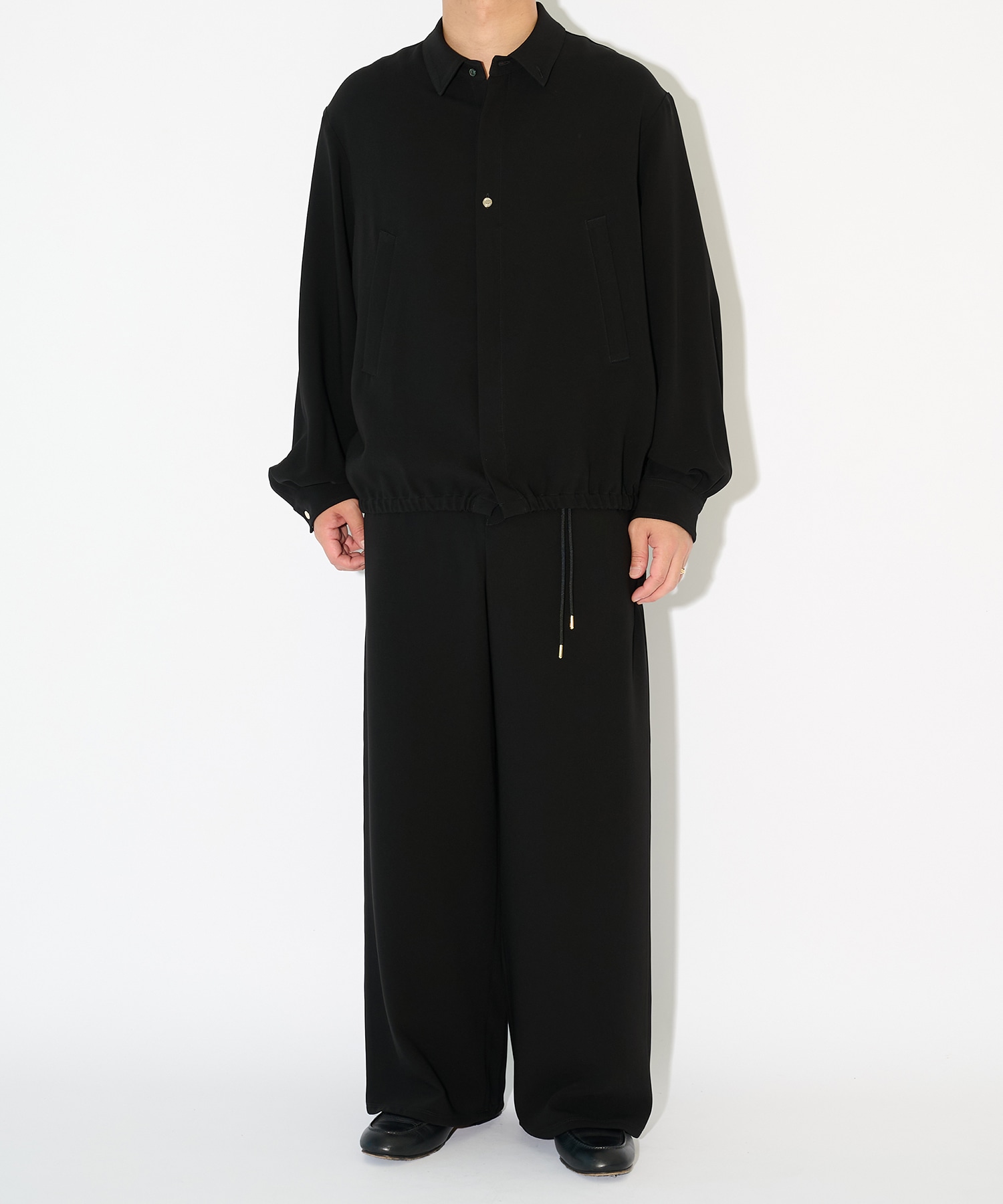 Triacetate Airy Cloth Drawstring Wide Pants CULLNI