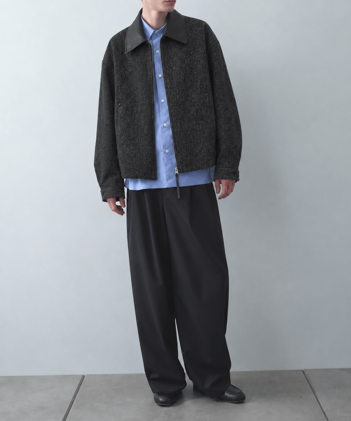Leather collar Balloon Blouson STUDIOUS