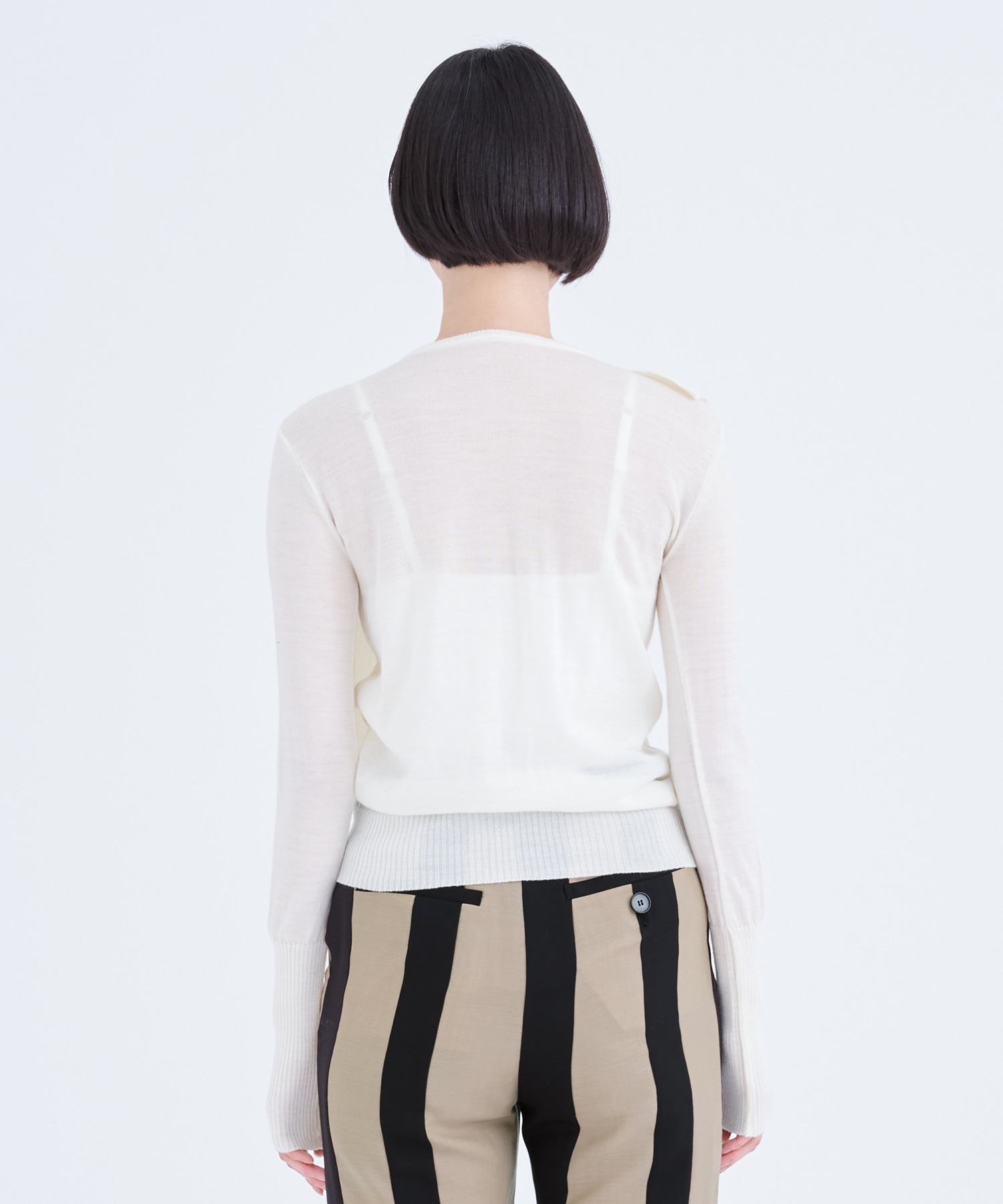 別注Emma wrap collar knit pullover BL AKIRANAKA