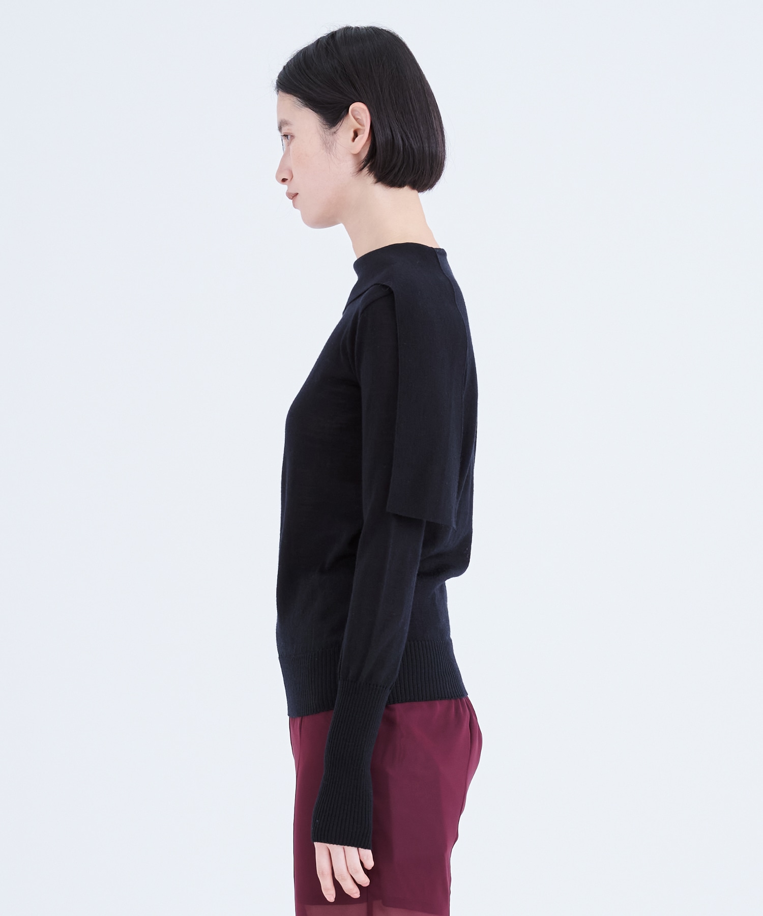 別注Emma wrap collar knit pullover BL AKIRANAKA