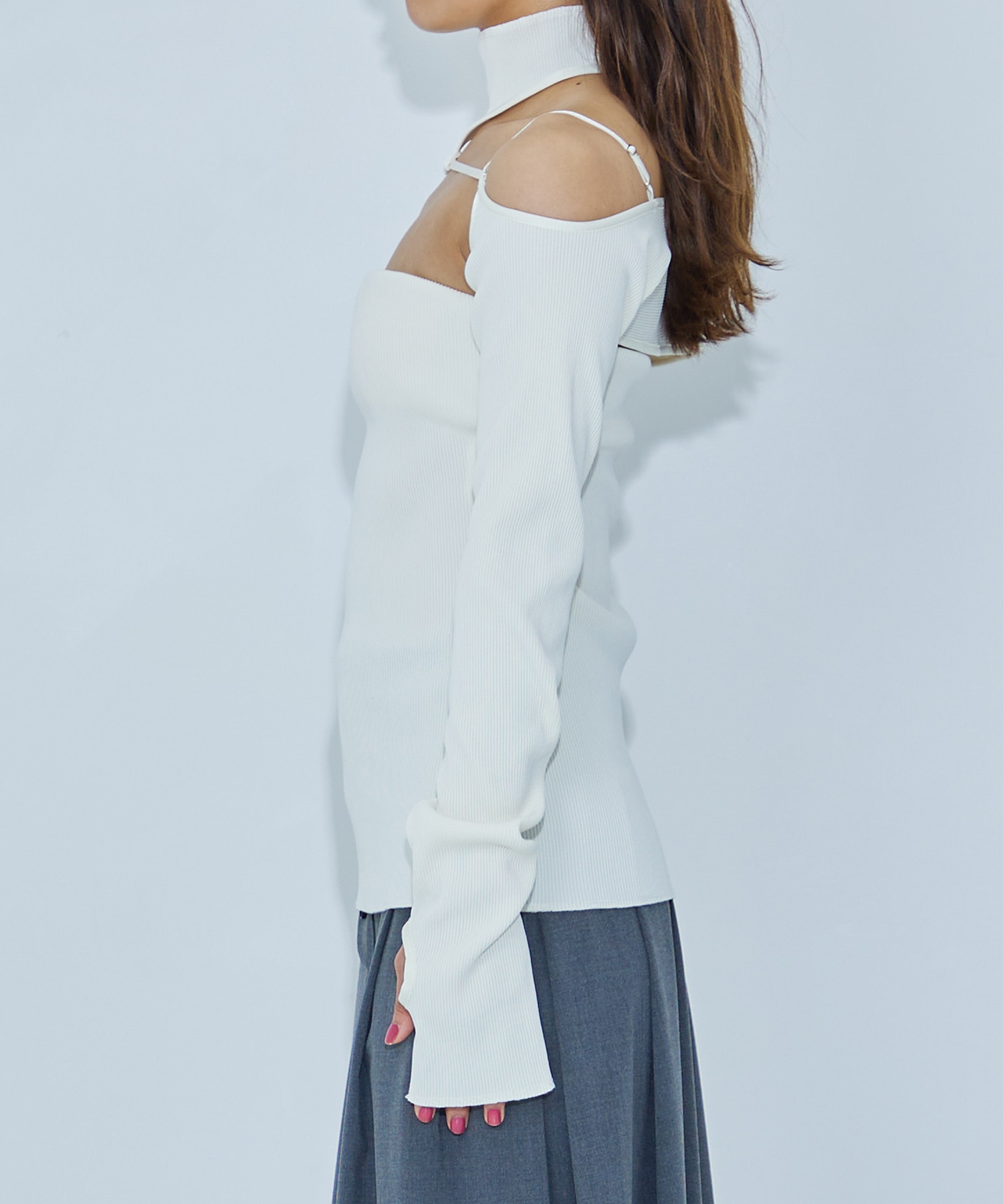 Rib high neck sleeve MUKASA