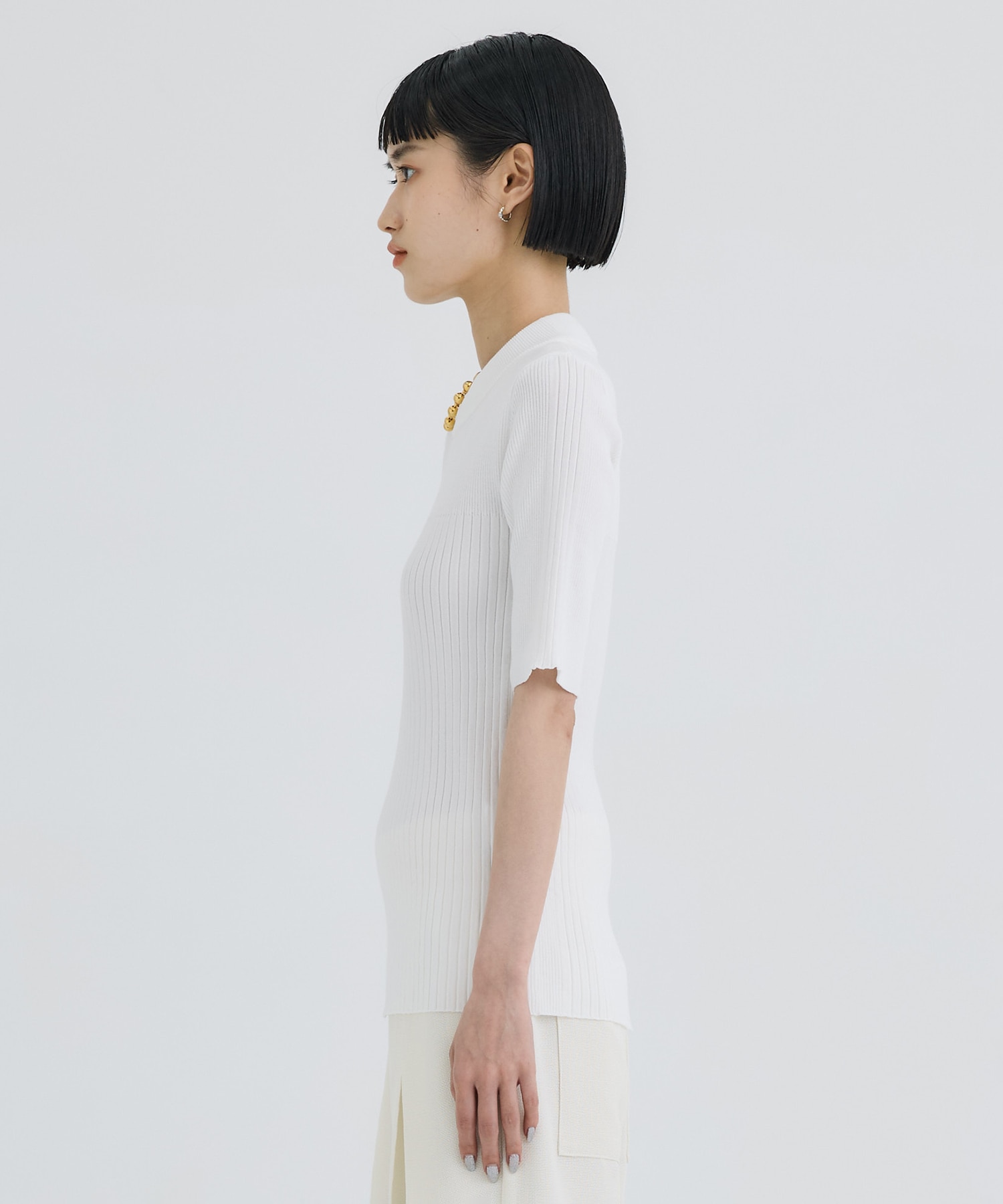 別注HALF SLEEVE RIB TOP WRAPINKNOT