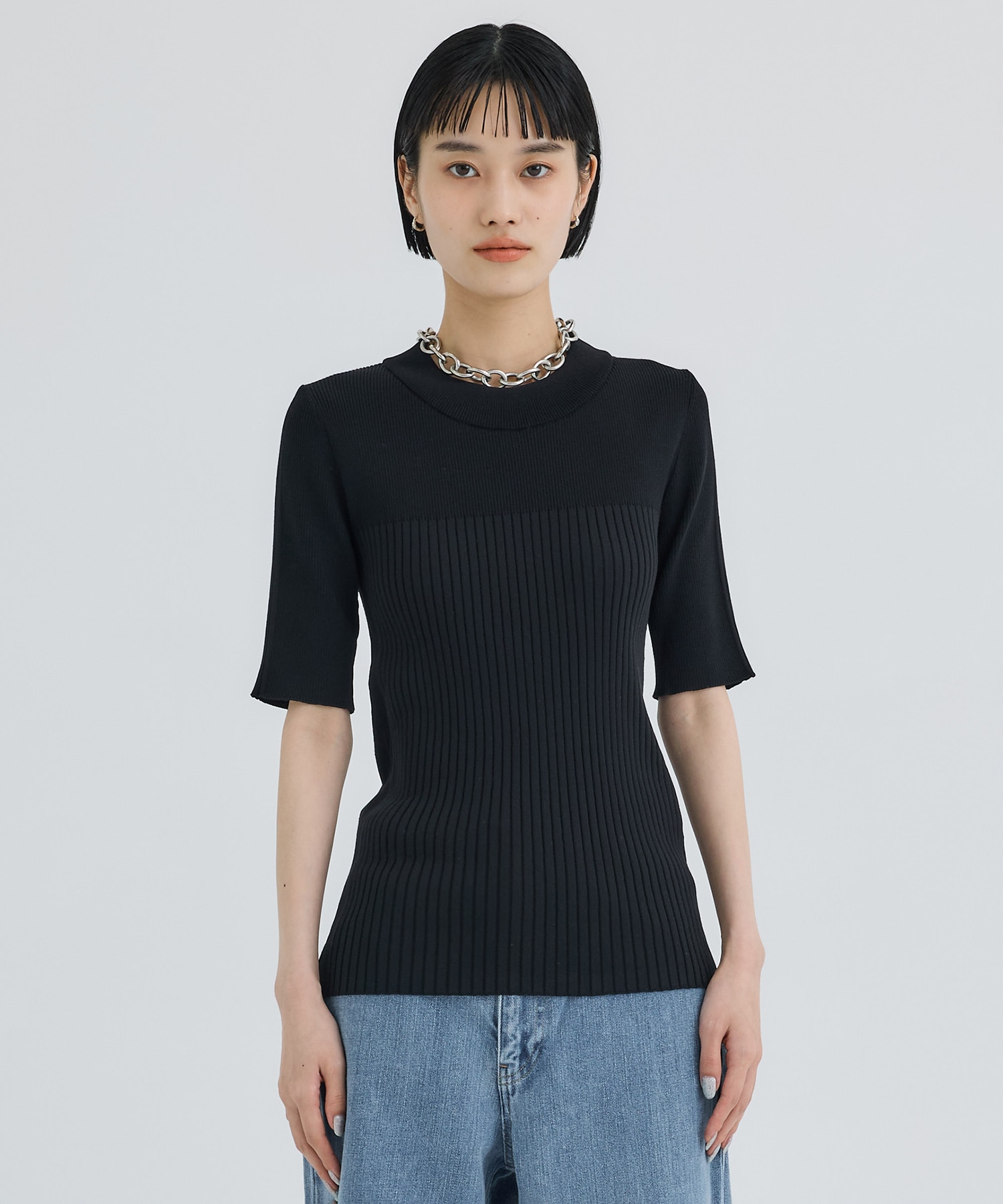 別注HALF SLEEVE RIB TOP WRAPINKNOT