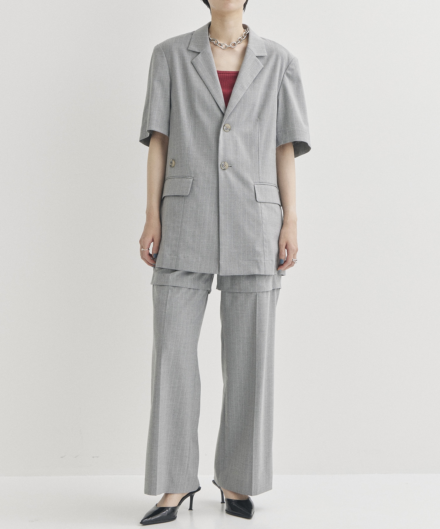 Pinstripe Half Sleeve Jacket STUDIOUS