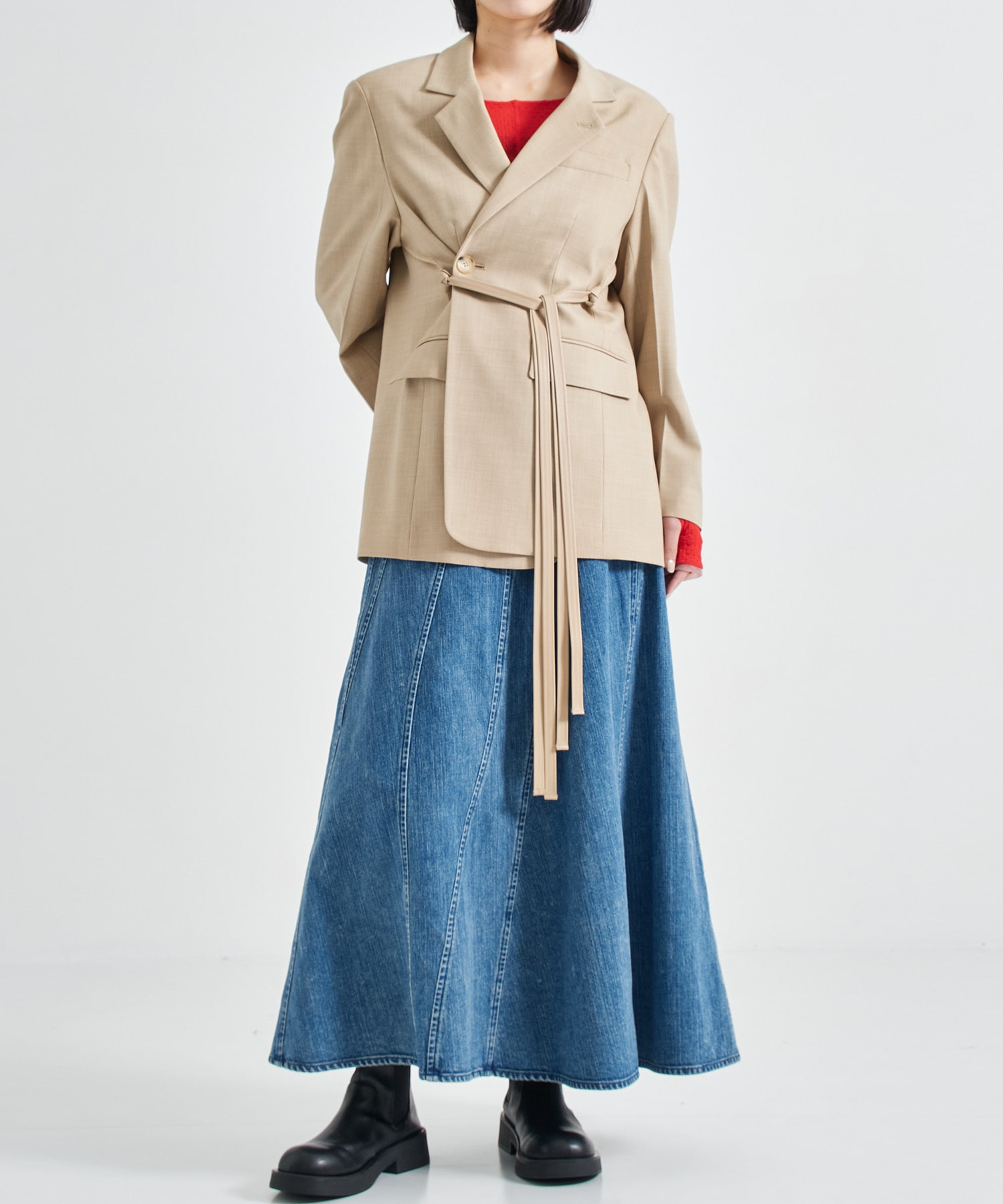 Leather Belted Tailored Jacket STUDIOUS