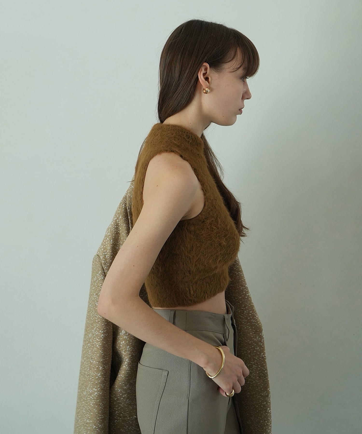 SHAGGY AMERICAN SLEEVE KNIT TOPS CLANE