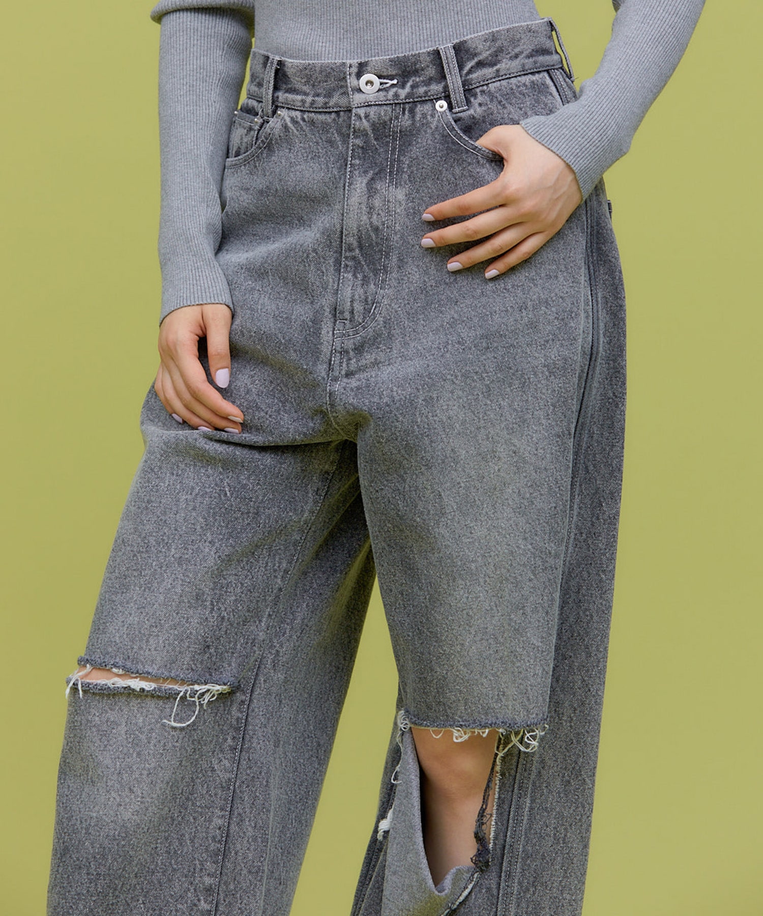 KNEE CUTTING DENIM PANTS THINGS THAT MATTER