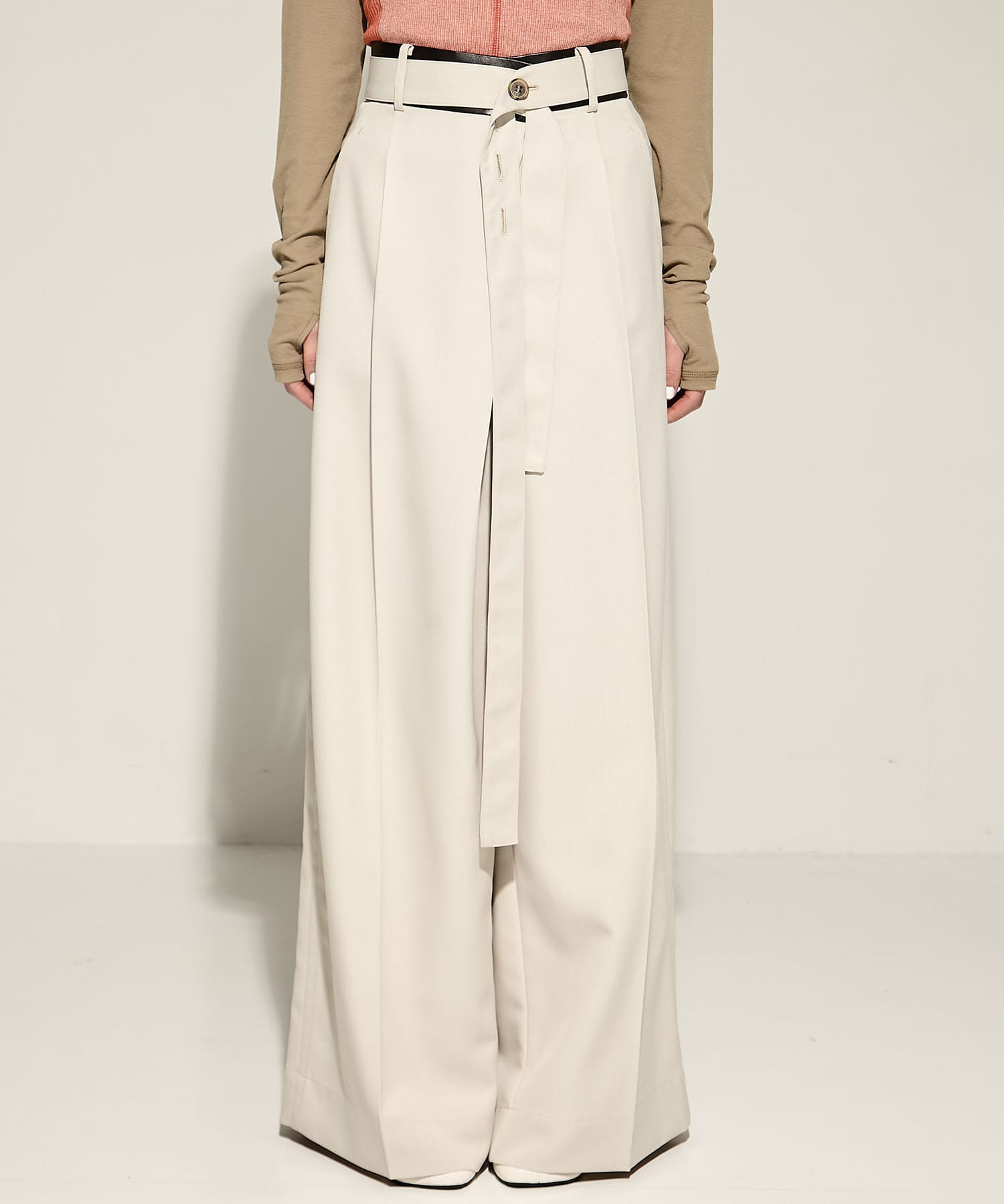 Leather Belted Flare Trousers STUDIOUS
