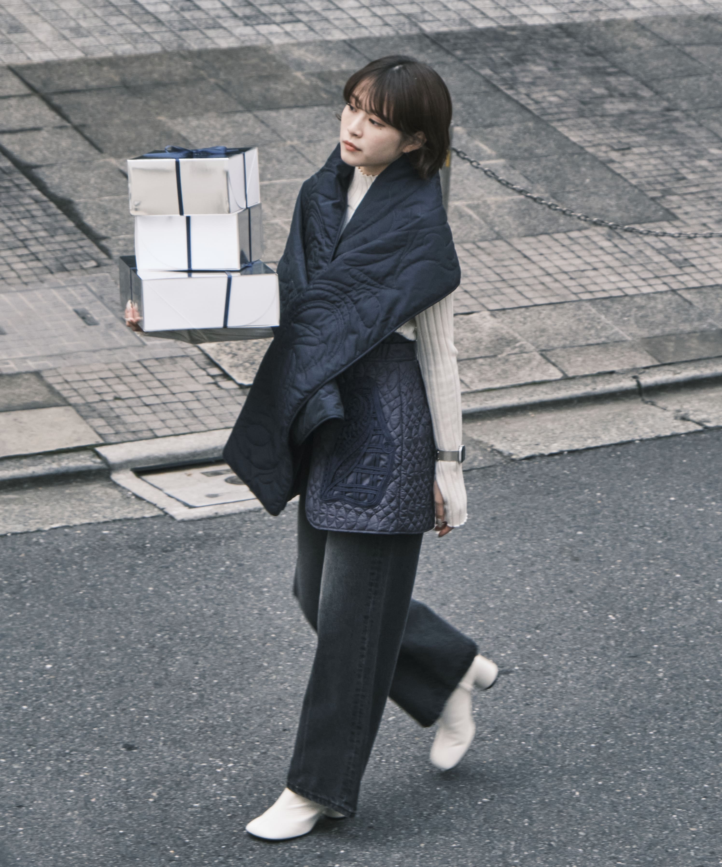 Cording Embroidery Quilted Wrapped Skirt Mame Kurogouchi