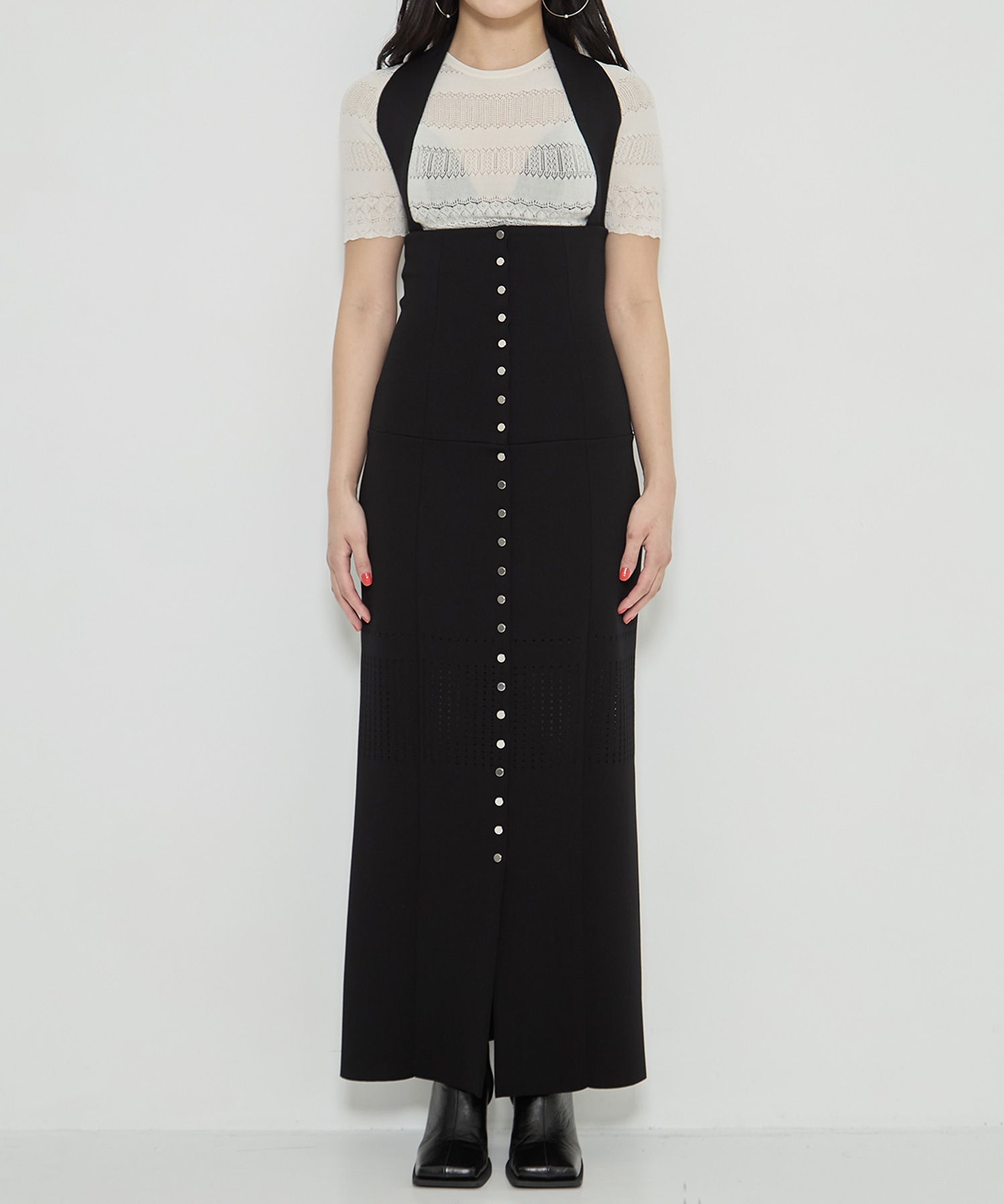 STRAPS KNIT LONG SKIRT FETICO