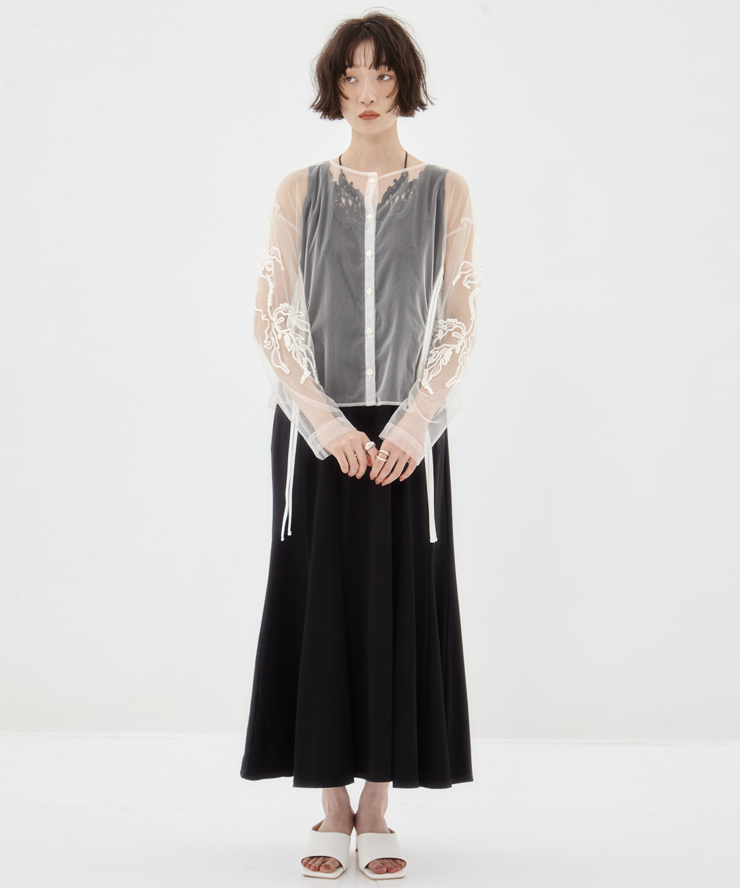 別注embroidered tulle cardigan MURRAL