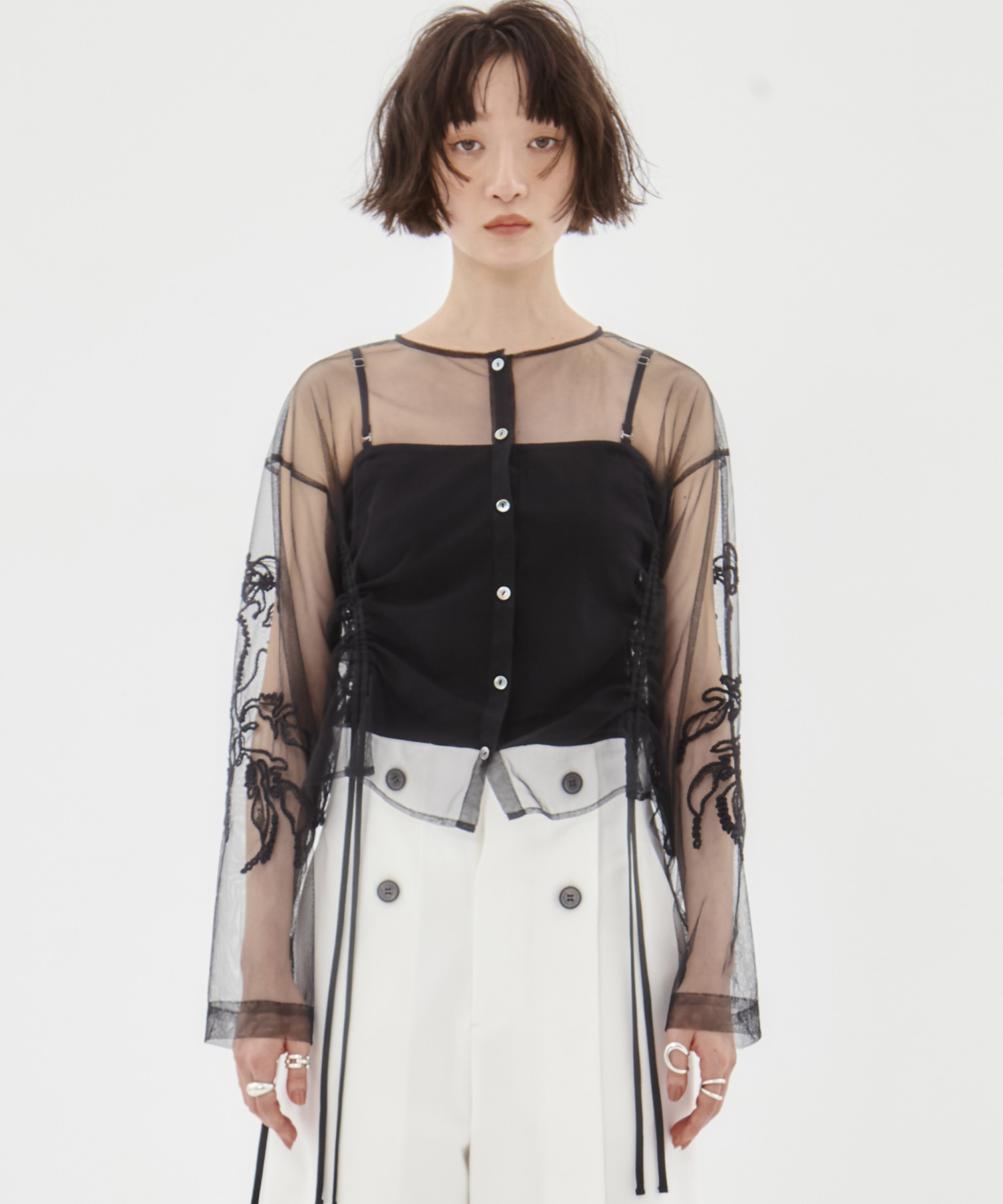 別注embroidered tulle cardigan MURRAL