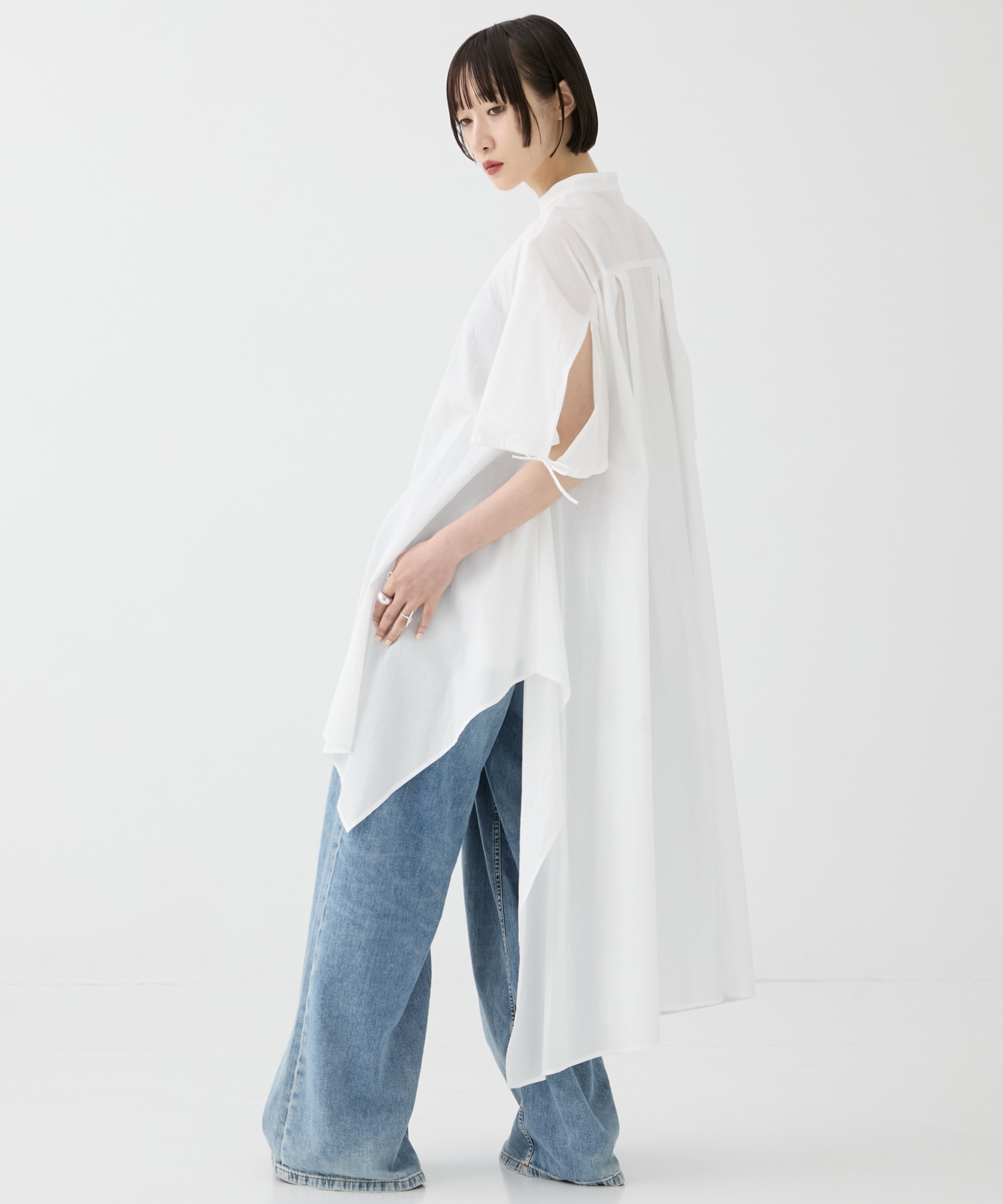 別注Coボイルサッカーケープスリーブシャツ FEMMENT