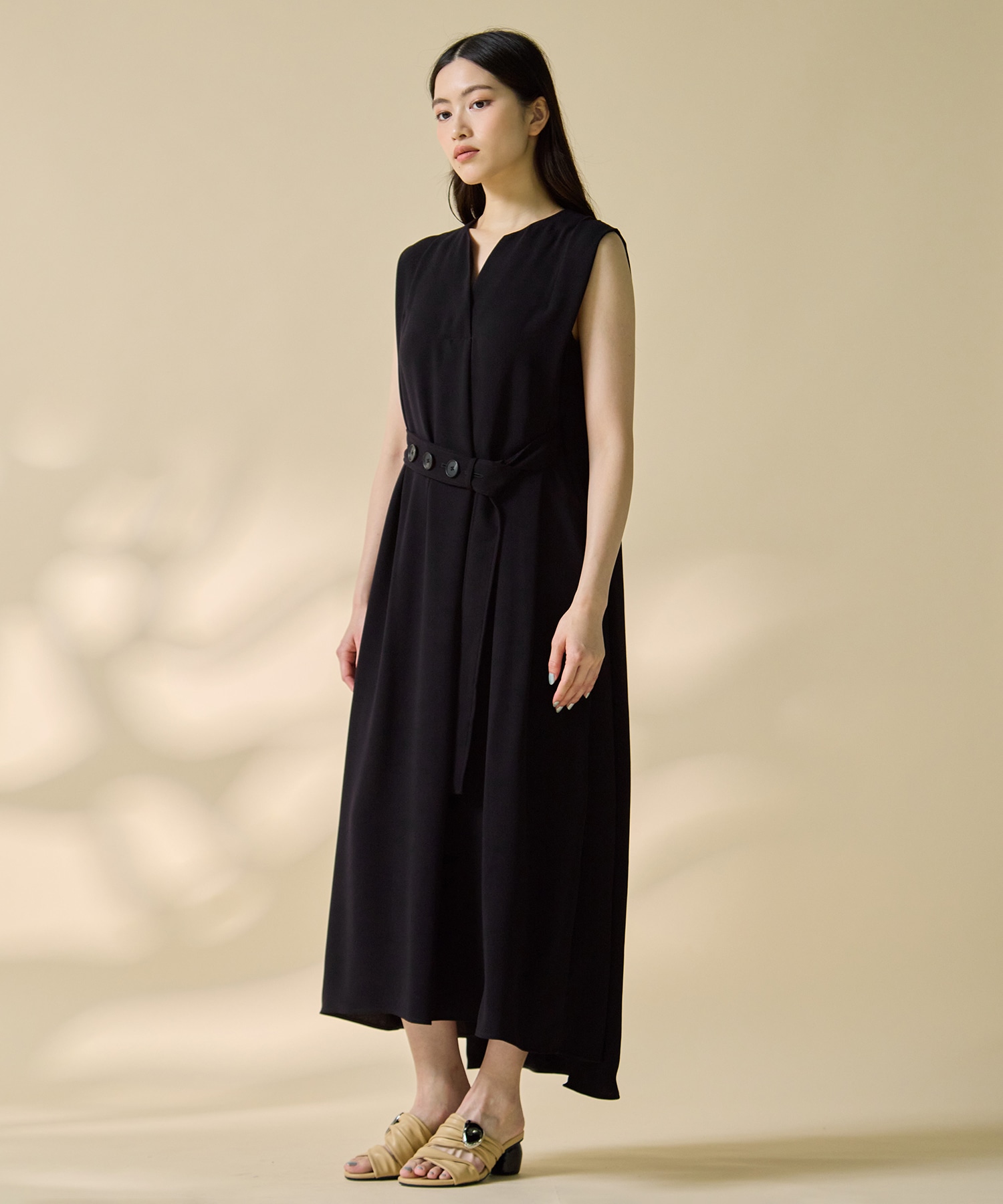 Back Satin Belted Dress STUDIOUS