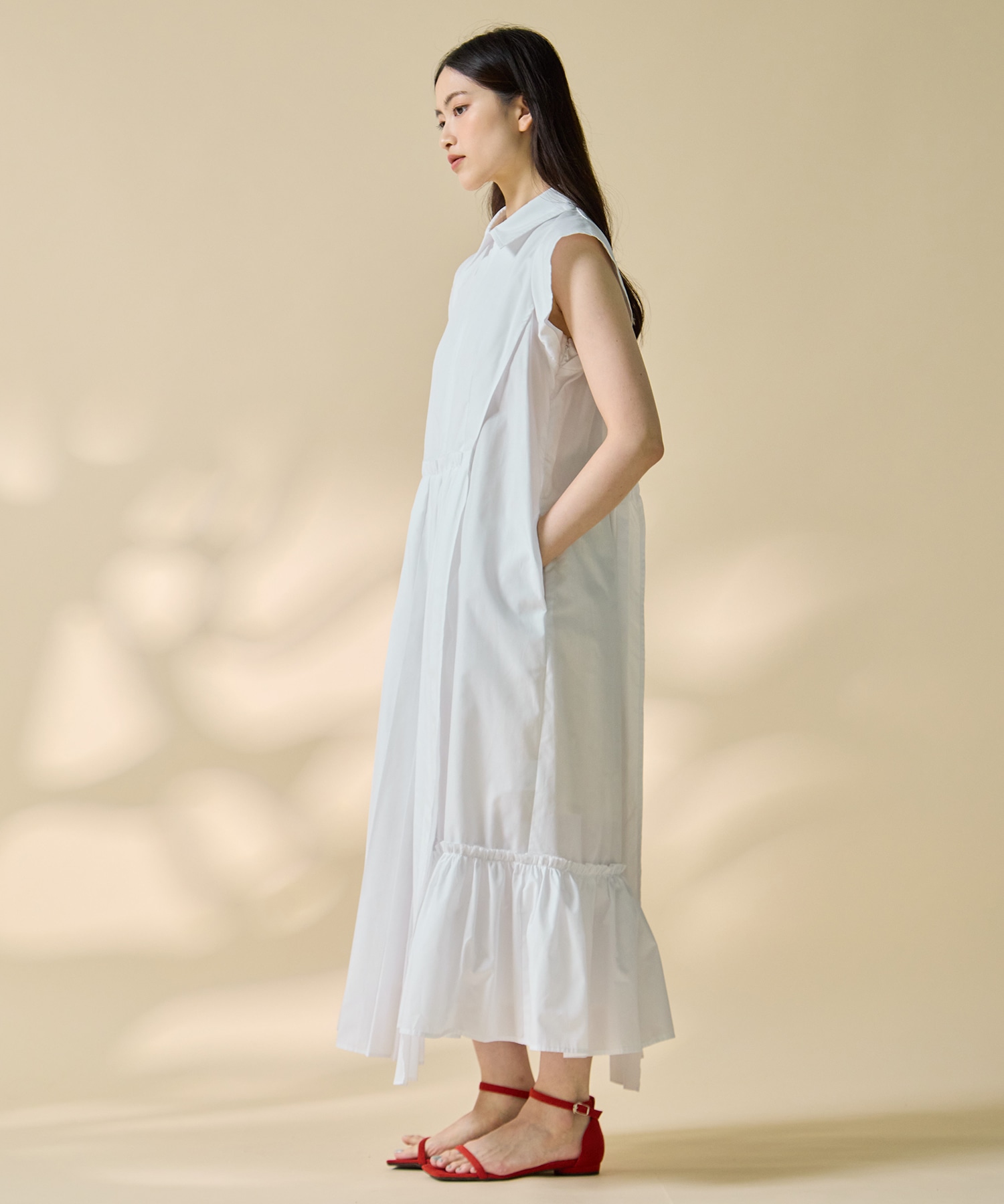 Asymmetry pleats one-piece STUDIOUS