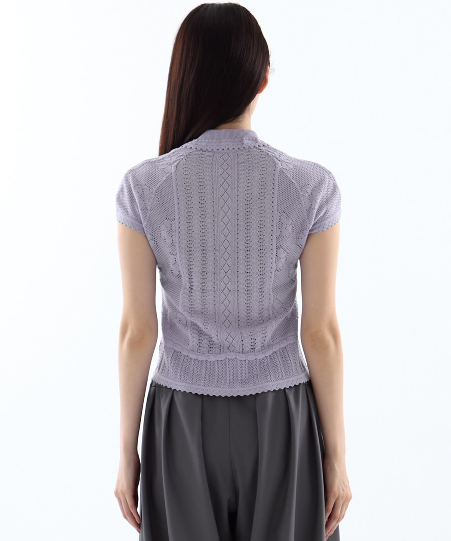 別注Lace Stripe Knitted Top Mame Kurogouchi