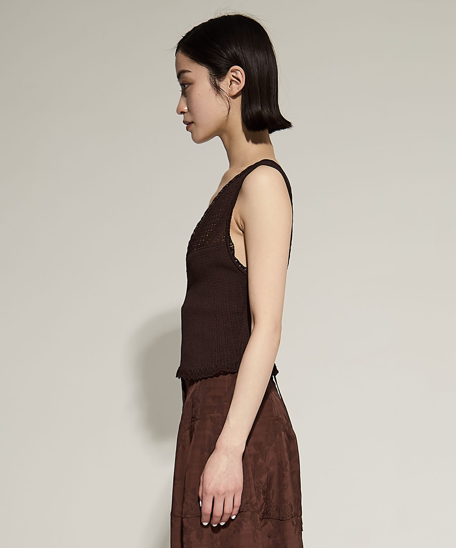 LACE KNIT SLEEVELESS TOP FETICO