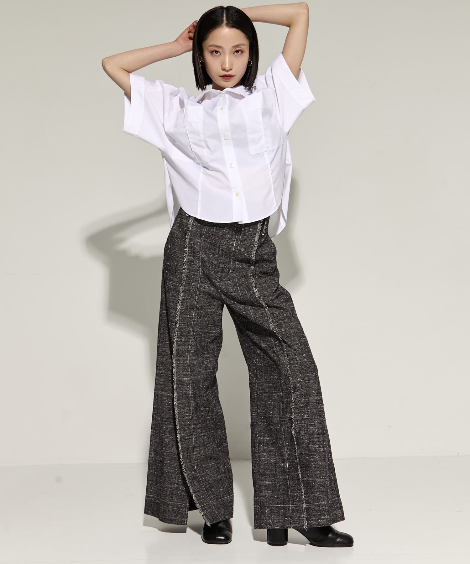 Silk Nep Flare Trousers STUDIOUS