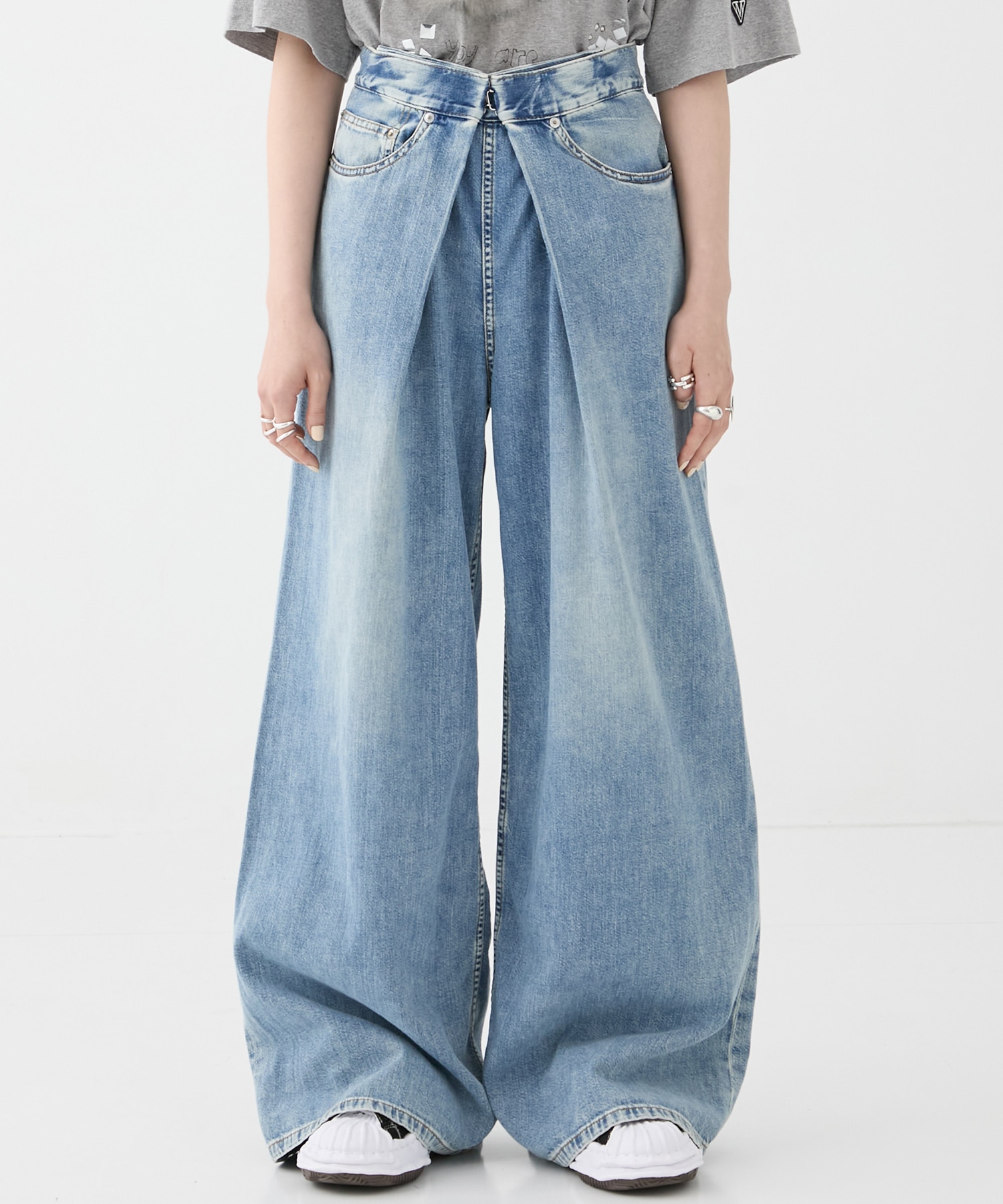 別注WASHED DENIM FOLDED WIDE PANTS (SHORT LENGTH) JOHN LAWRENCE SULLIVAN
