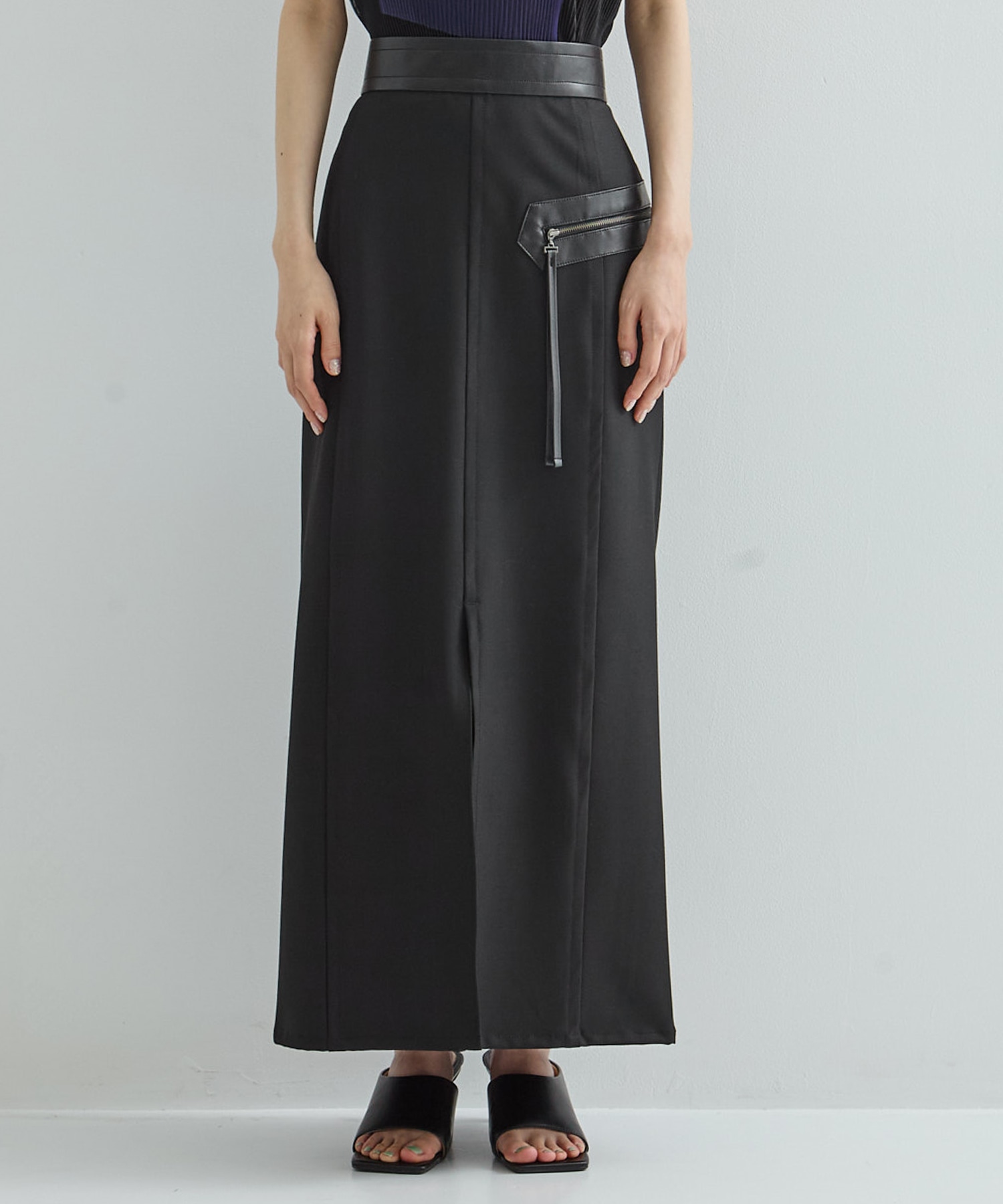 Leather Belted Straight SK STUDIOUS