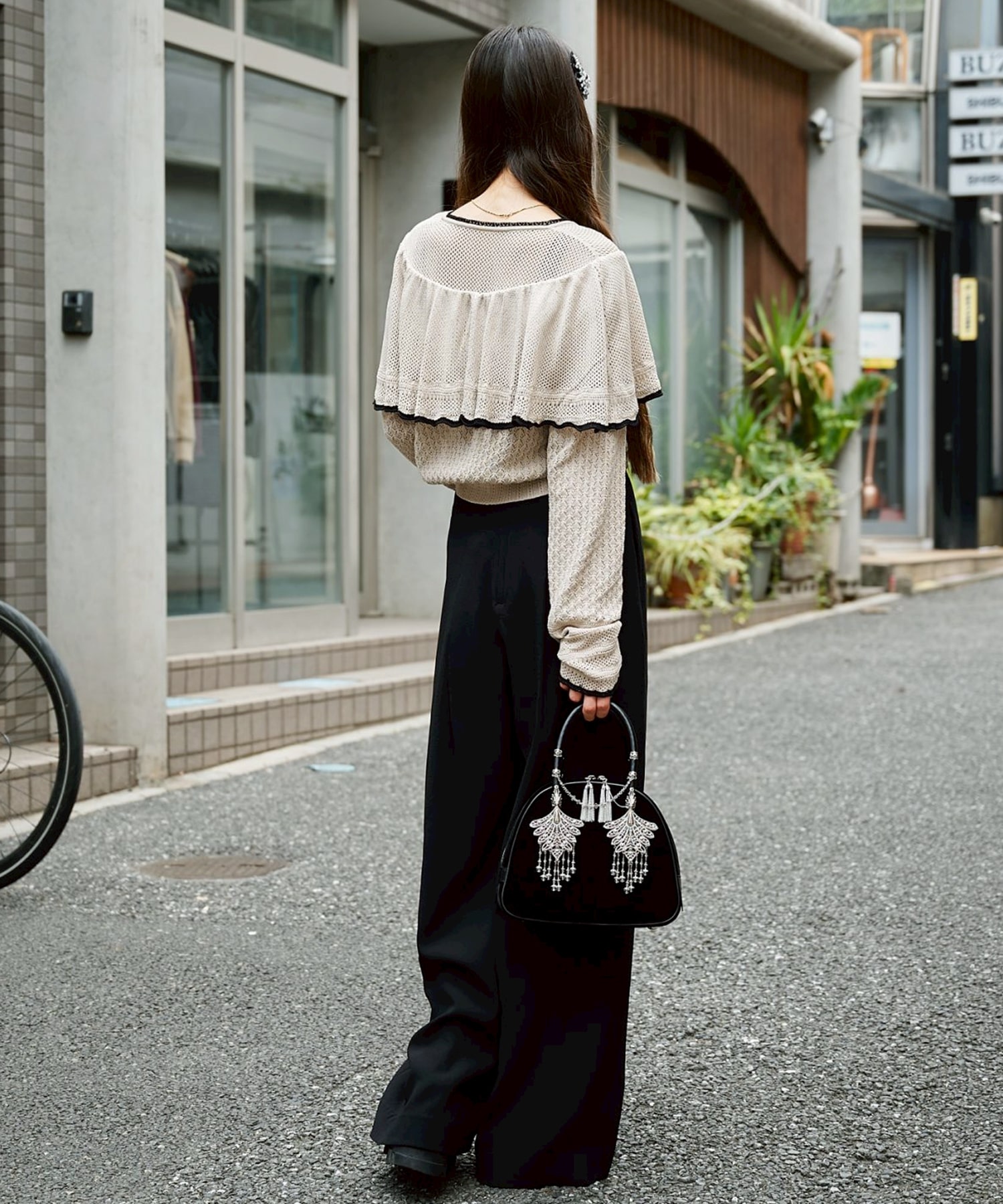 Lace-knit cape cardigan FETICO