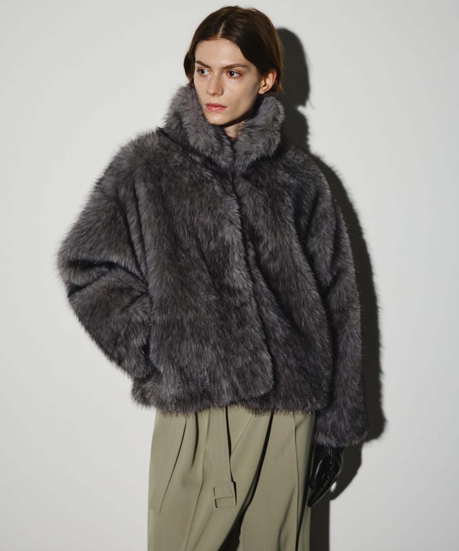 High collar faux fur jacket RIM.ARK