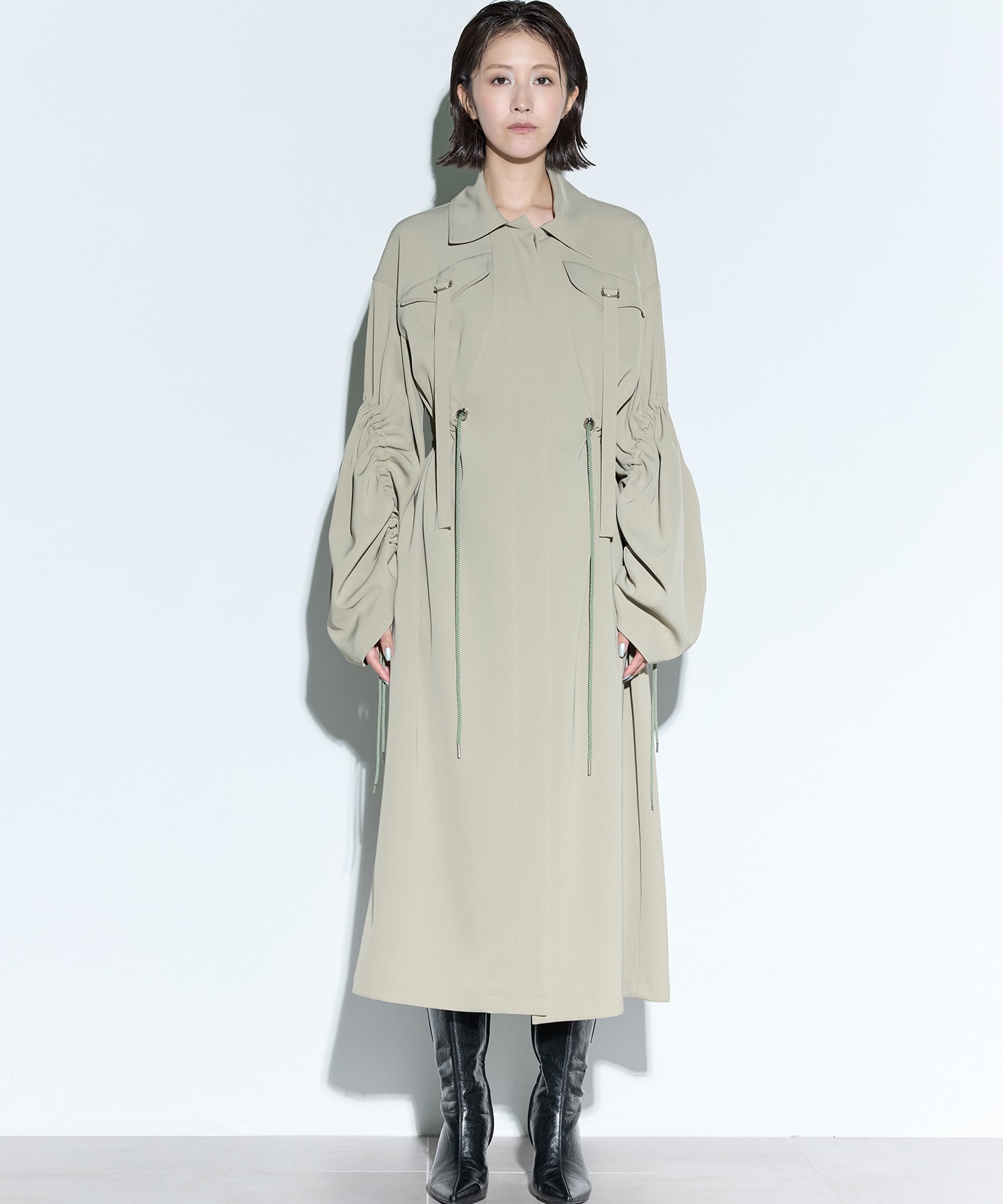 Gathered sleeve military coat MURRAL