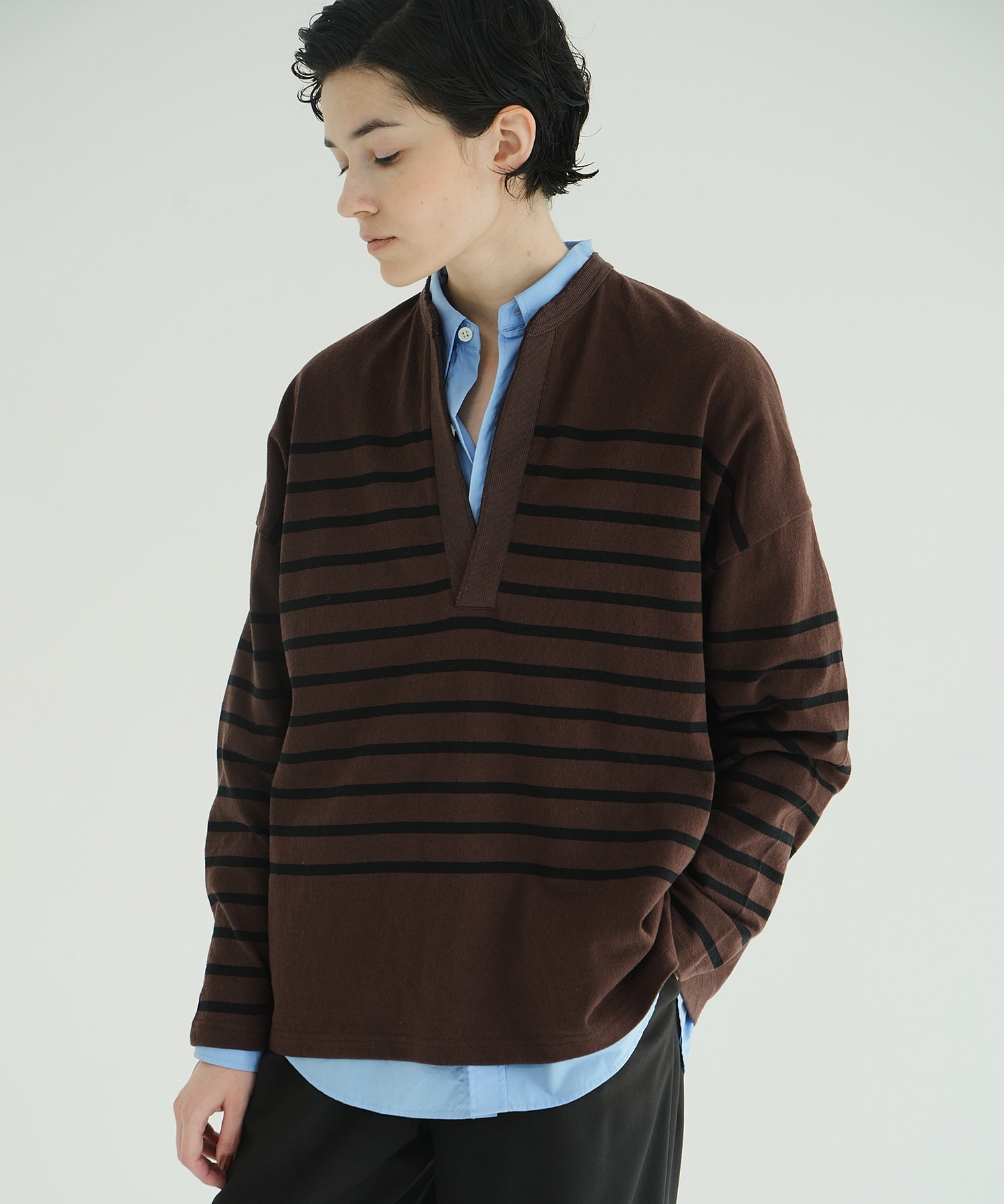 WIDE HENRY NECK BORDER TOPS CLANE
