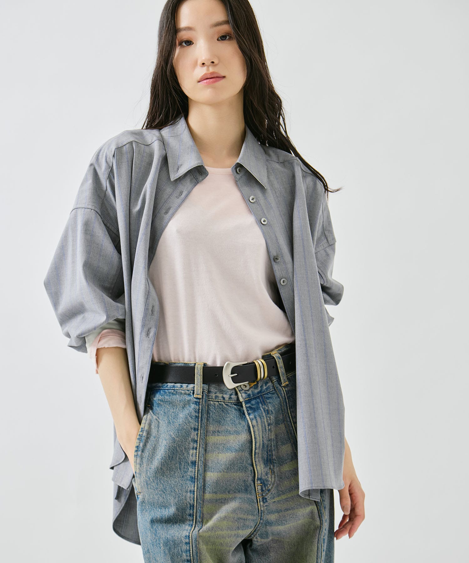 Wide Stripe 2way Shirt STUDIOUS