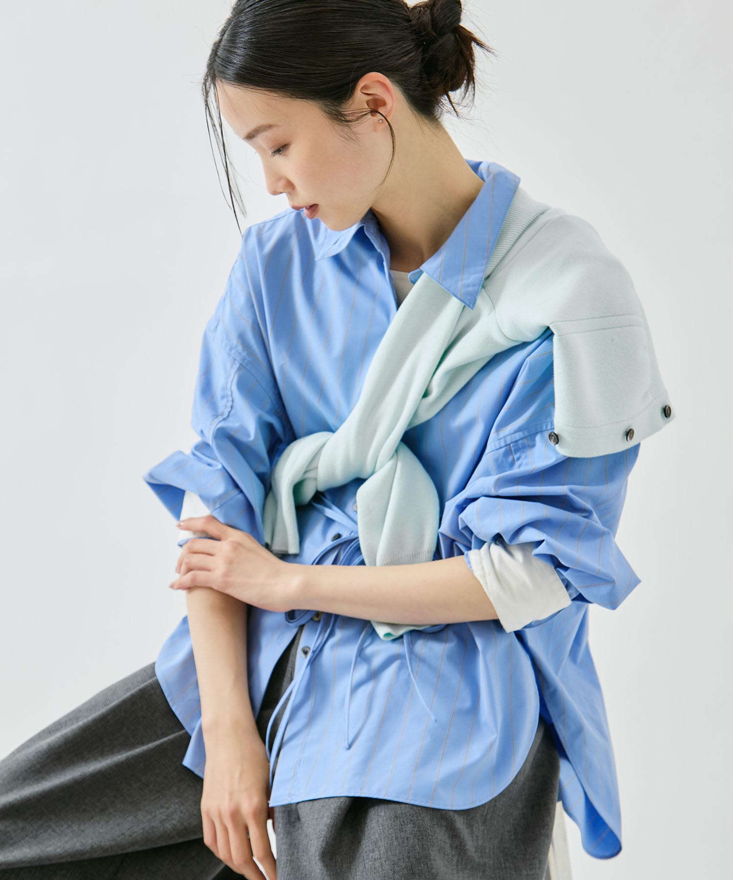 【新色】Wide Stripe 2way Shirt STUDIOUS